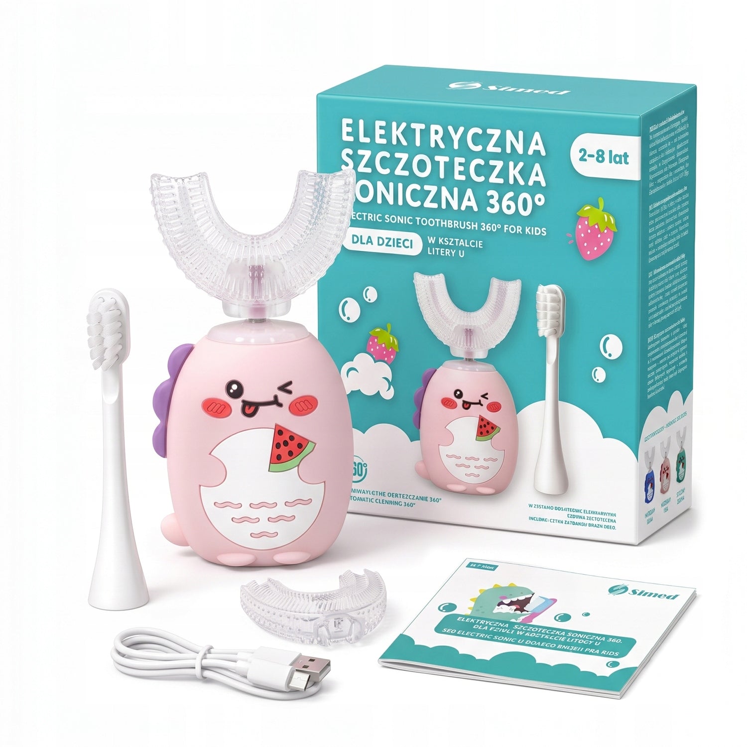 Sonic Toothbrush for Baby Learning to Brush Teeth 360 SIMED U-shape 2in1 Packaging status original