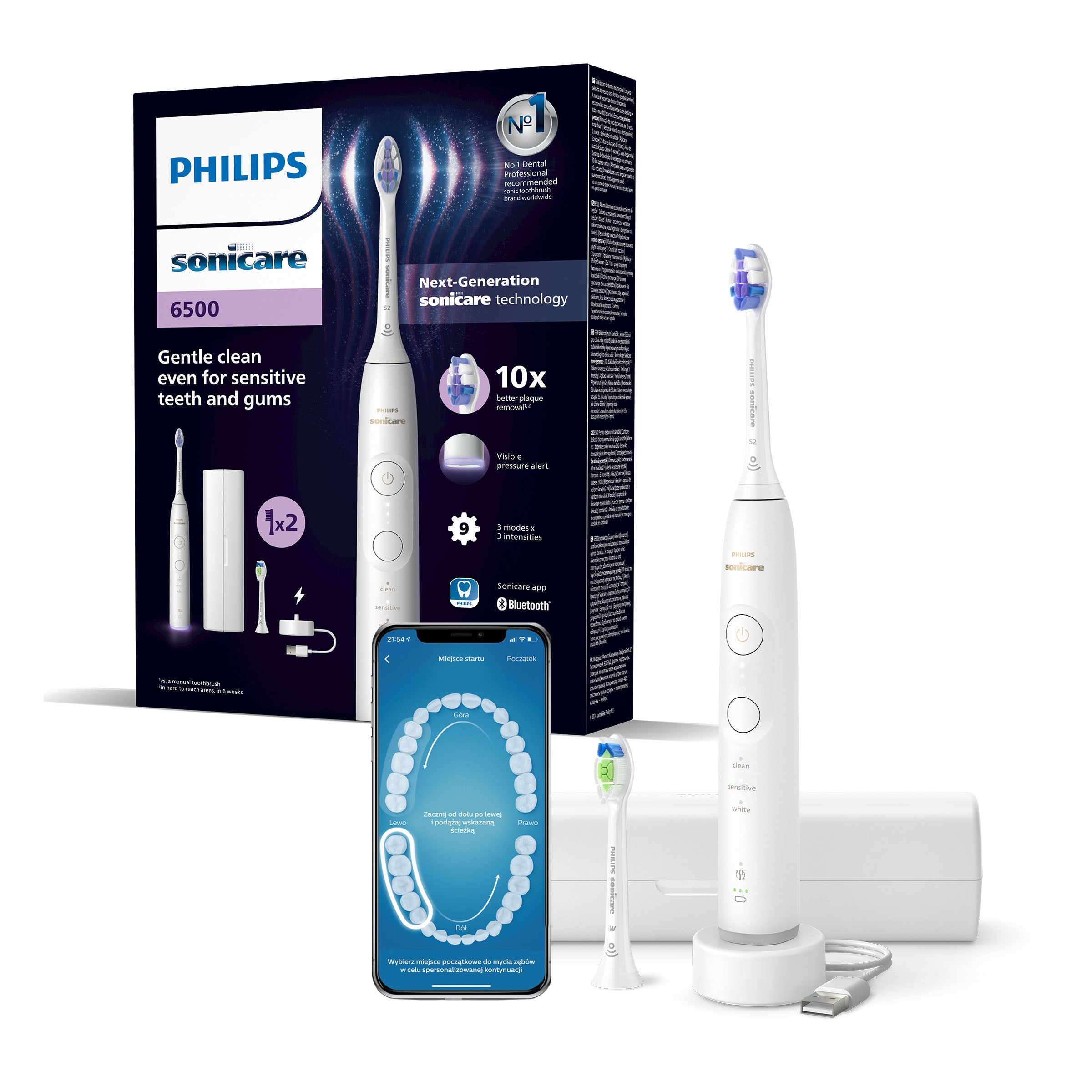 Sonic electric toothbrush Philips Sonicare 6500 HX7410/02 white