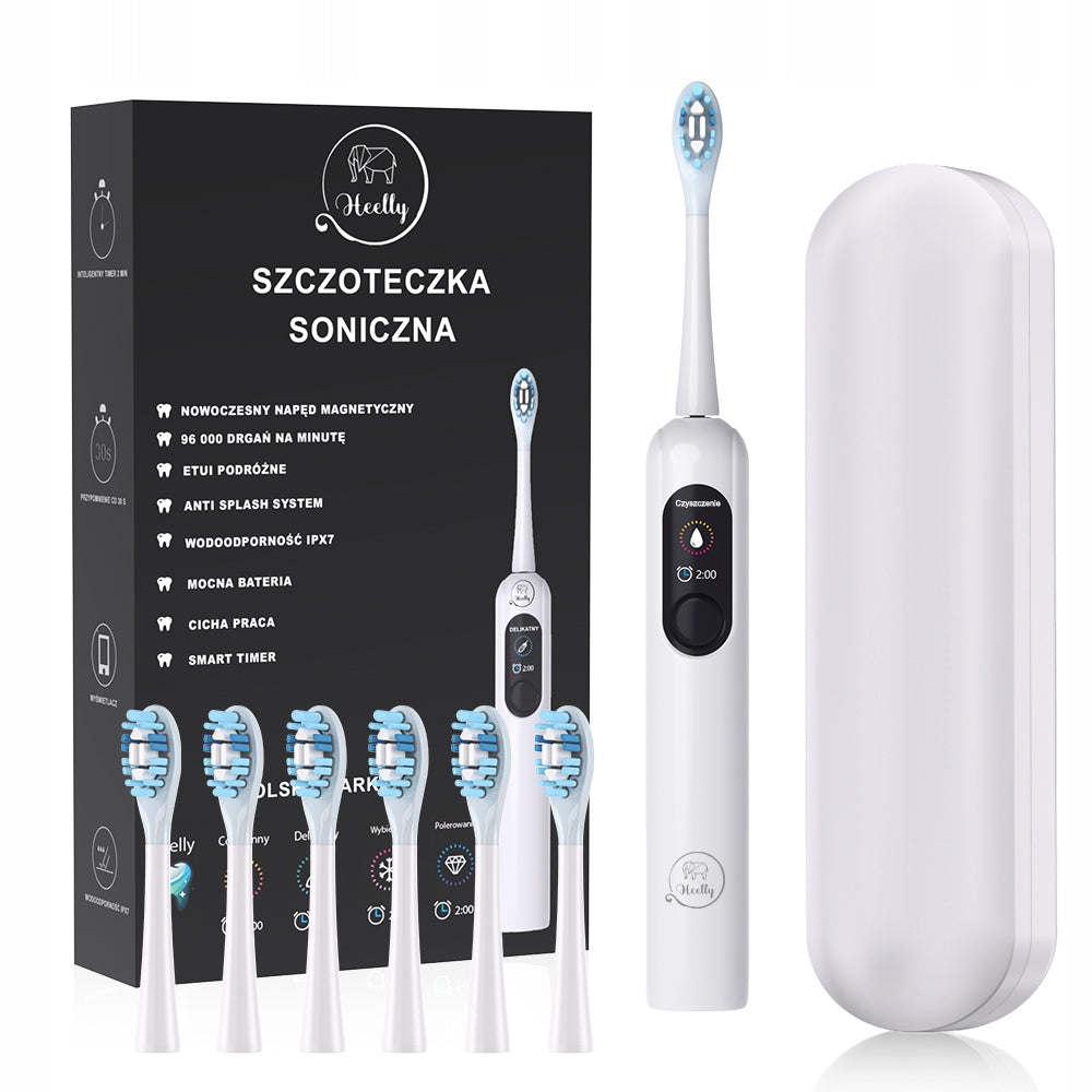 Sonic toothbrush HEELLY Electric PL Menu 6 tips Pouch