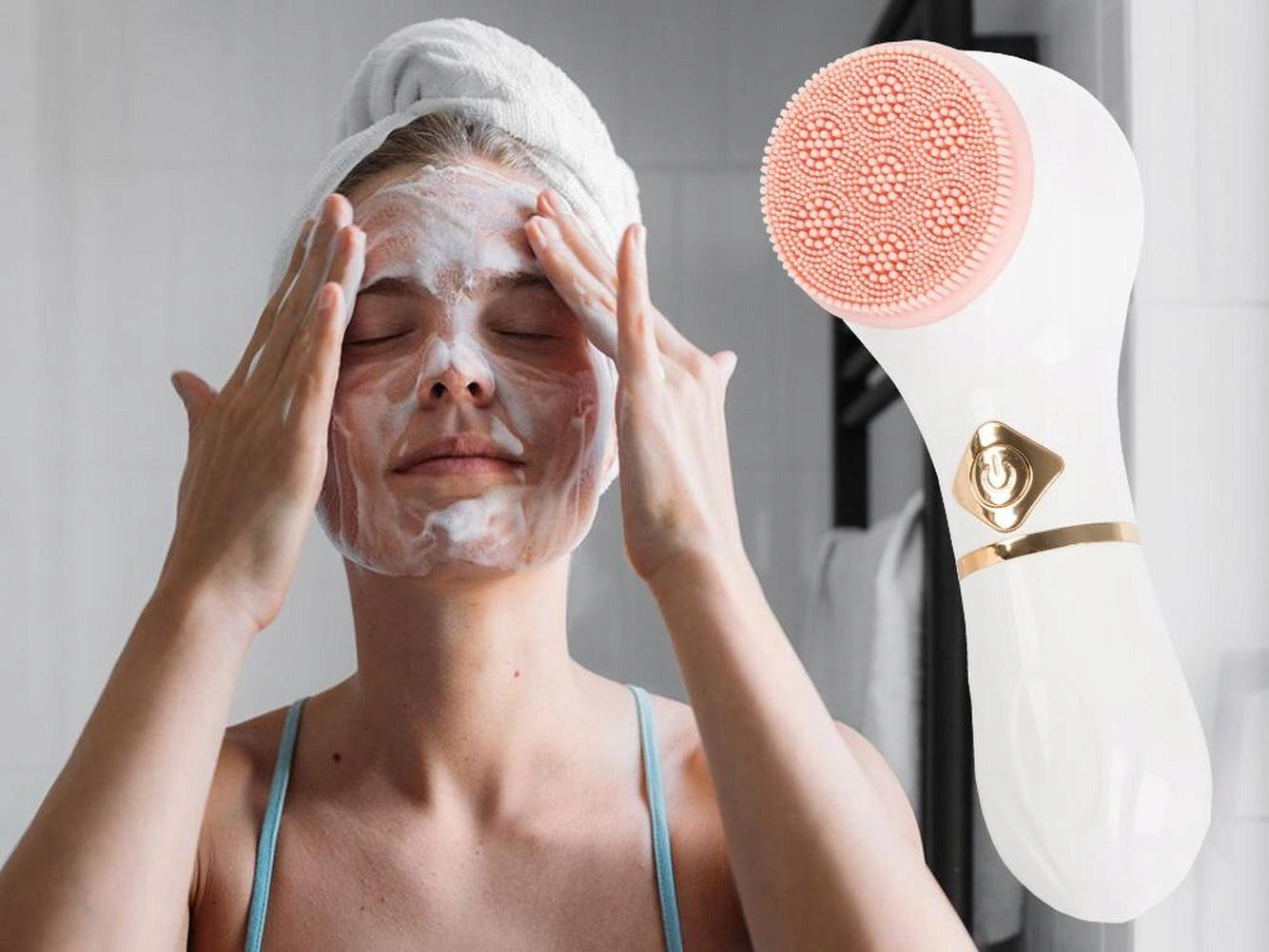 Sonic wireless massage brush for facial cleansing Batteries included no