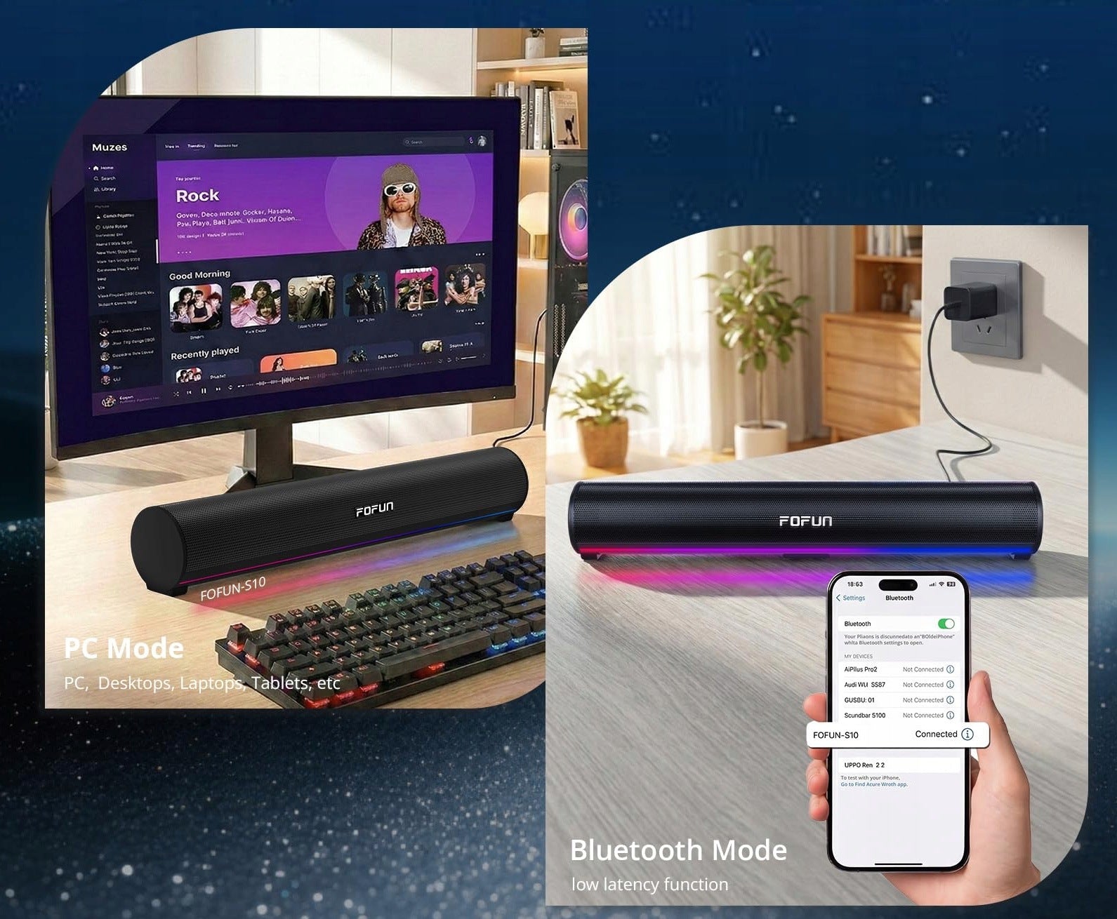 Soundbar PC Gaming Speaker Bluetooth RGB with USB Microphone Packaging status original