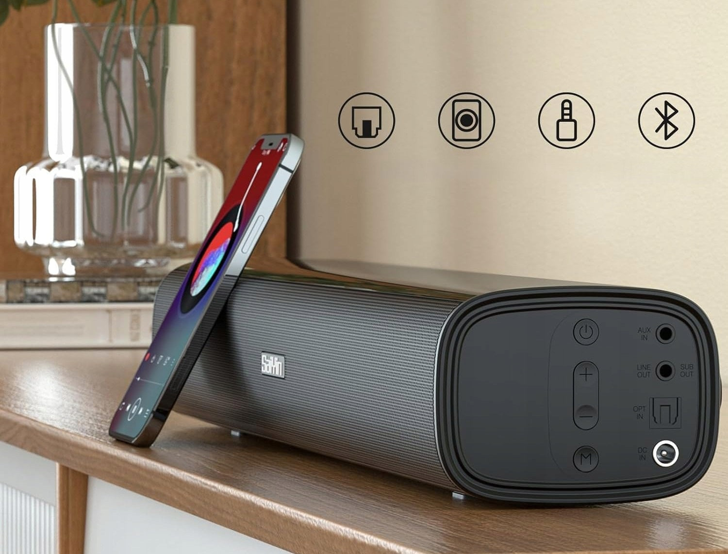 Soundbar speaker Saiyin Bluetooth optical 3.5mm subwoofer remote control black Manufacturer code 6910454509438