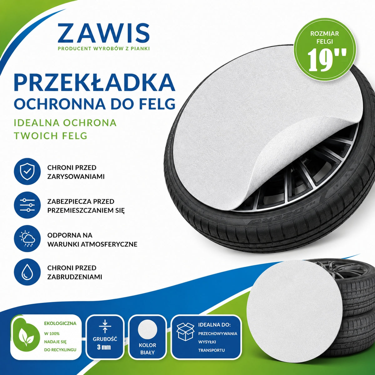 Spacer protective mat for rims 19'' transport storage 3mm 4 PCS Manufacturer's catalog number Mata3-kolo19
