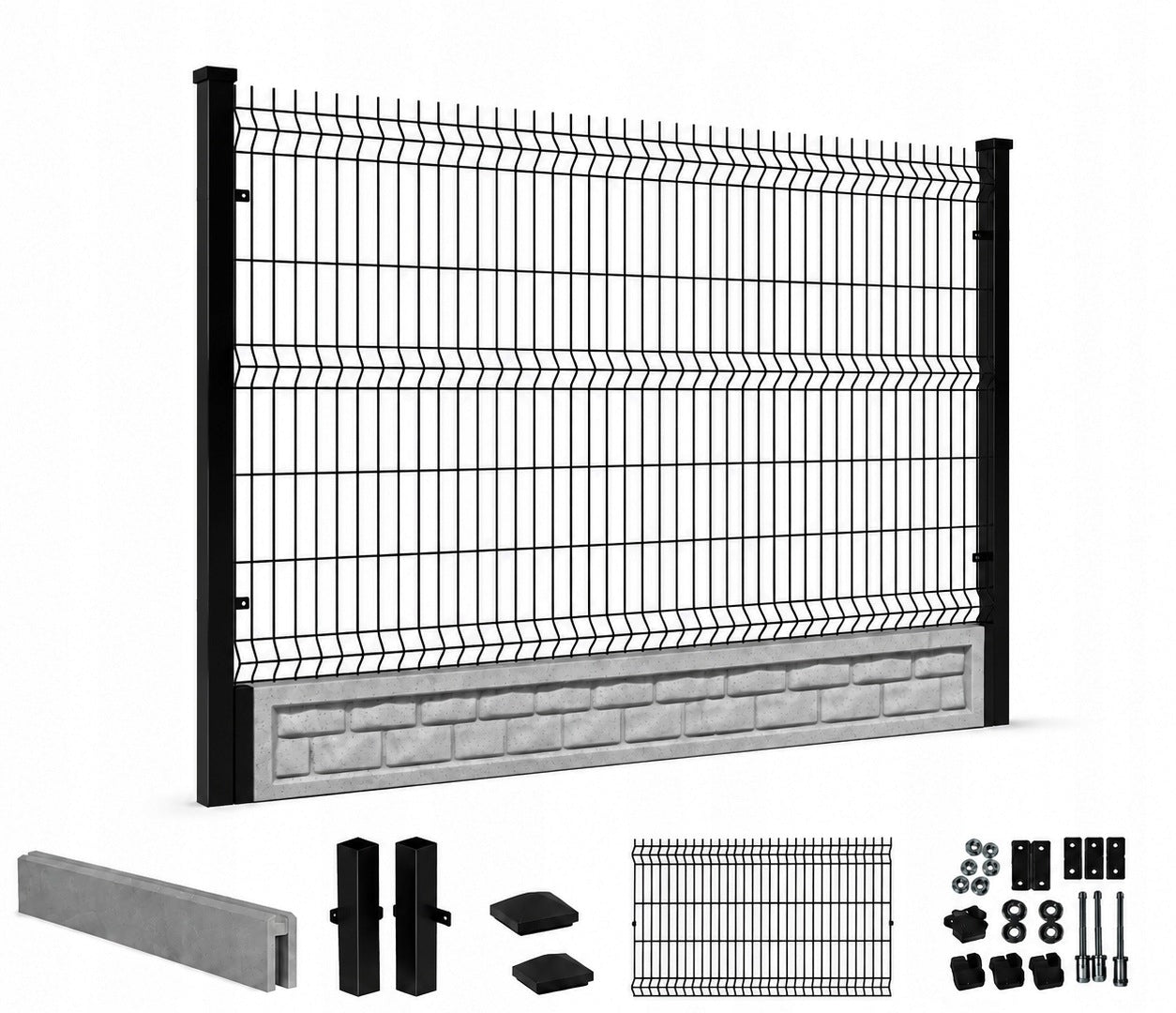 Span metal fence panel 3D black 153cm foundation 25cm 5mm
