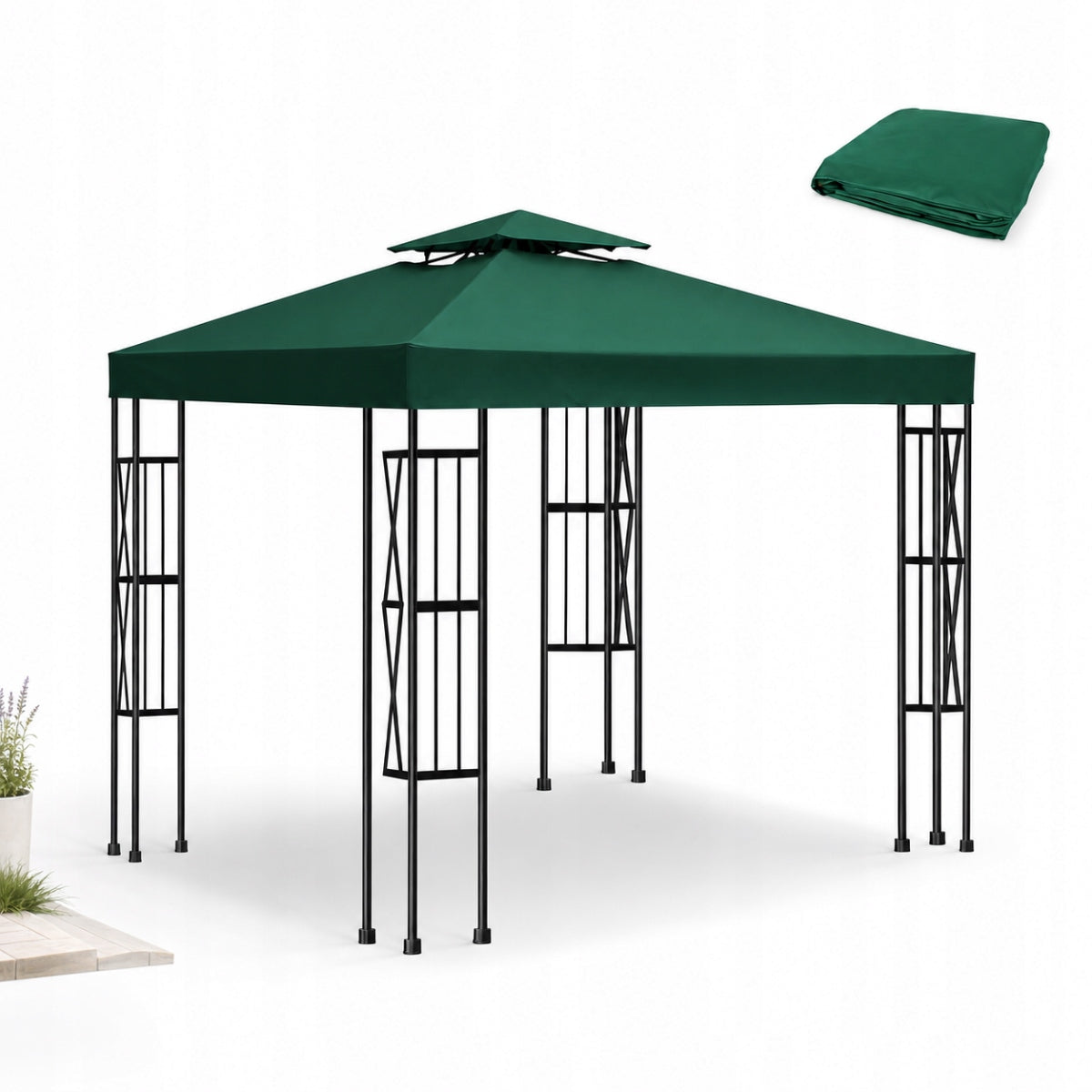 Spare Roof For Pavilion 3x3m Plating Waterproof Strong Dark Green