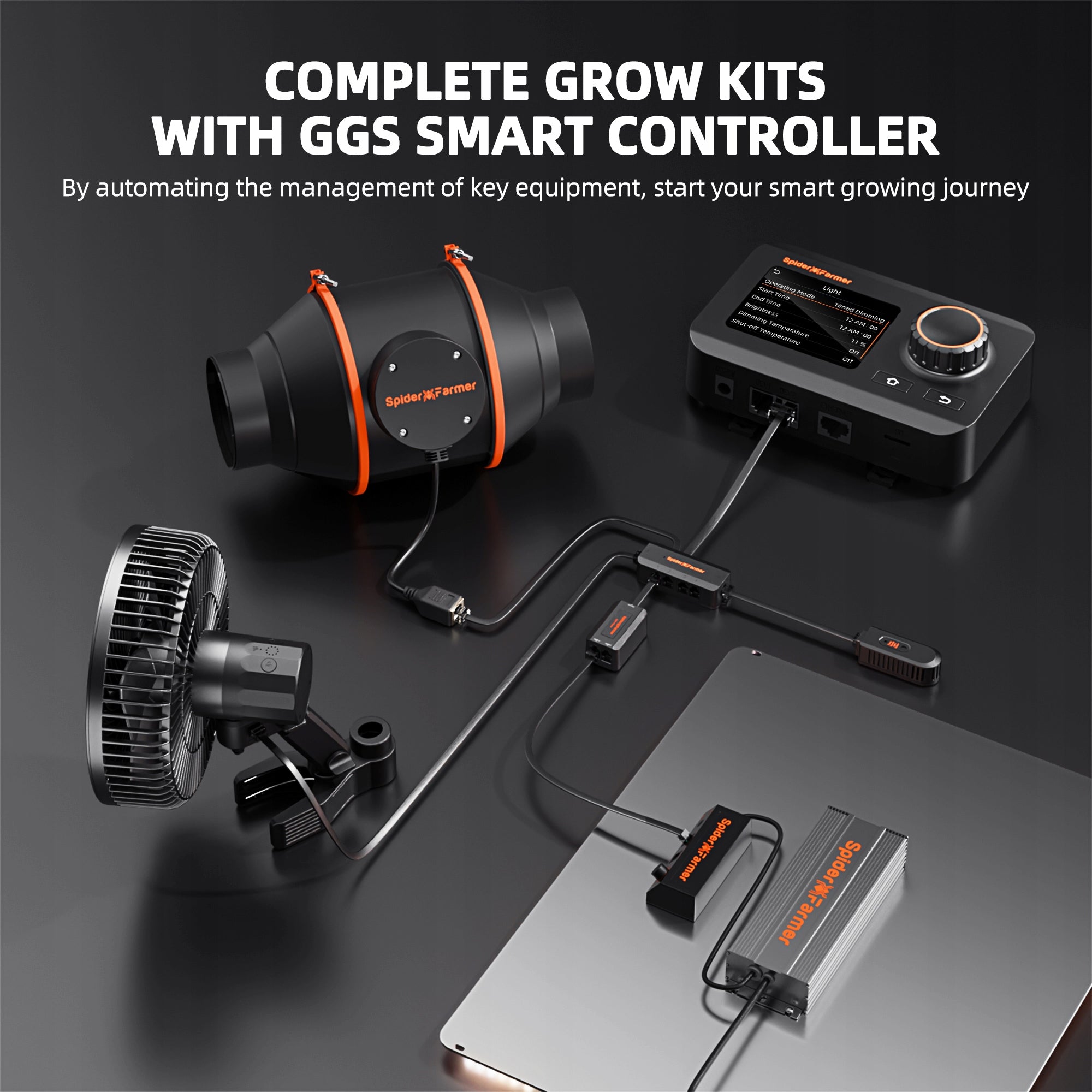 Spider Farmer 120x120x180cm Growbox Grow Kit|SF4000 LED|6” Clip on Fan|GGS Packaging status original