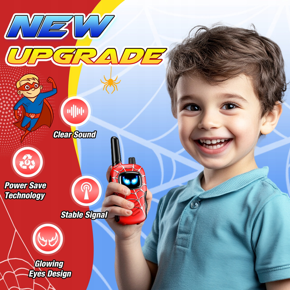 Spider Walkie-Talkie Set for Kids 2PCS Outdoor Toys Manufacturer code WJ12451BEUBB