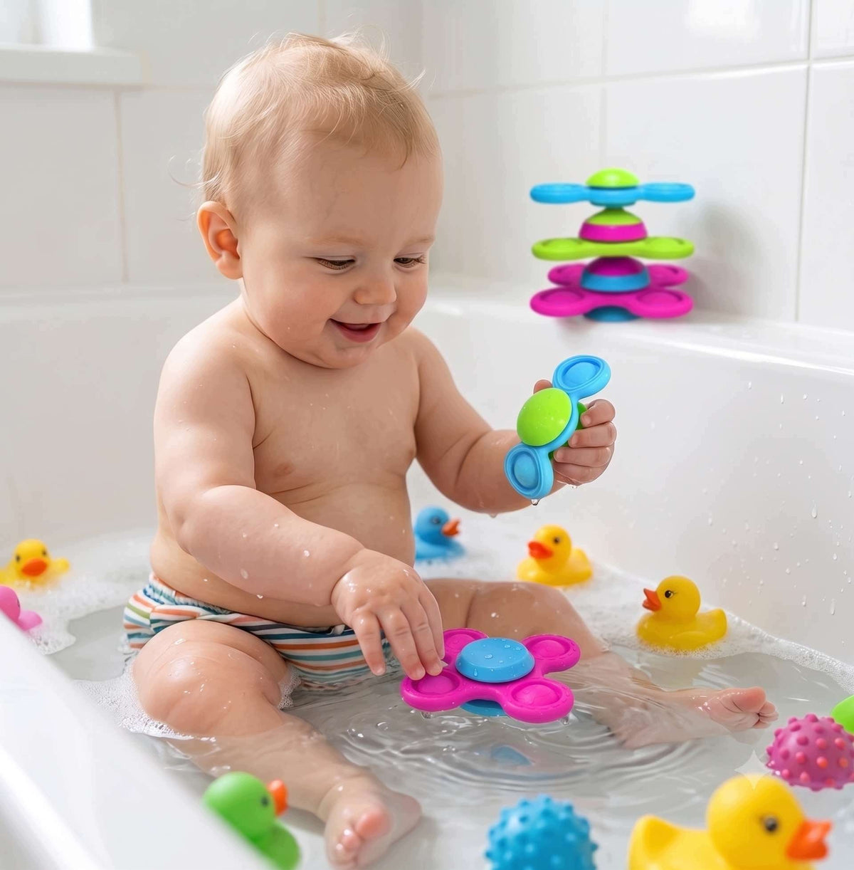 Spinner Baby Sensory Bath Toy Window Suction Cup 3 Pack Manufacturer code Guibola