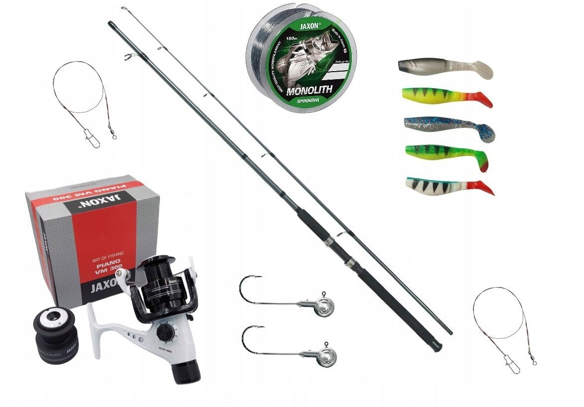 Spinning 2,10 Jaxon Set Reel Piano Rippers Head Leaders Fishing Line