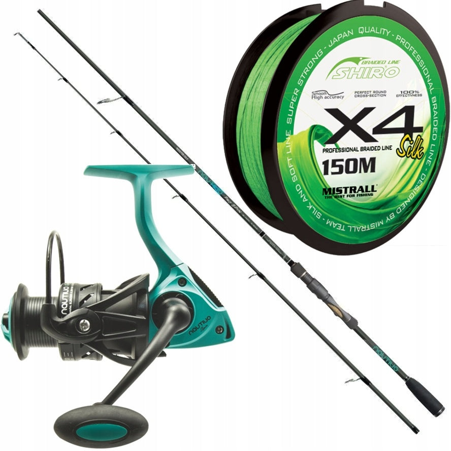 Spinning Set Mistrall Pro Nautilio 270 cm fishing rod reel braid