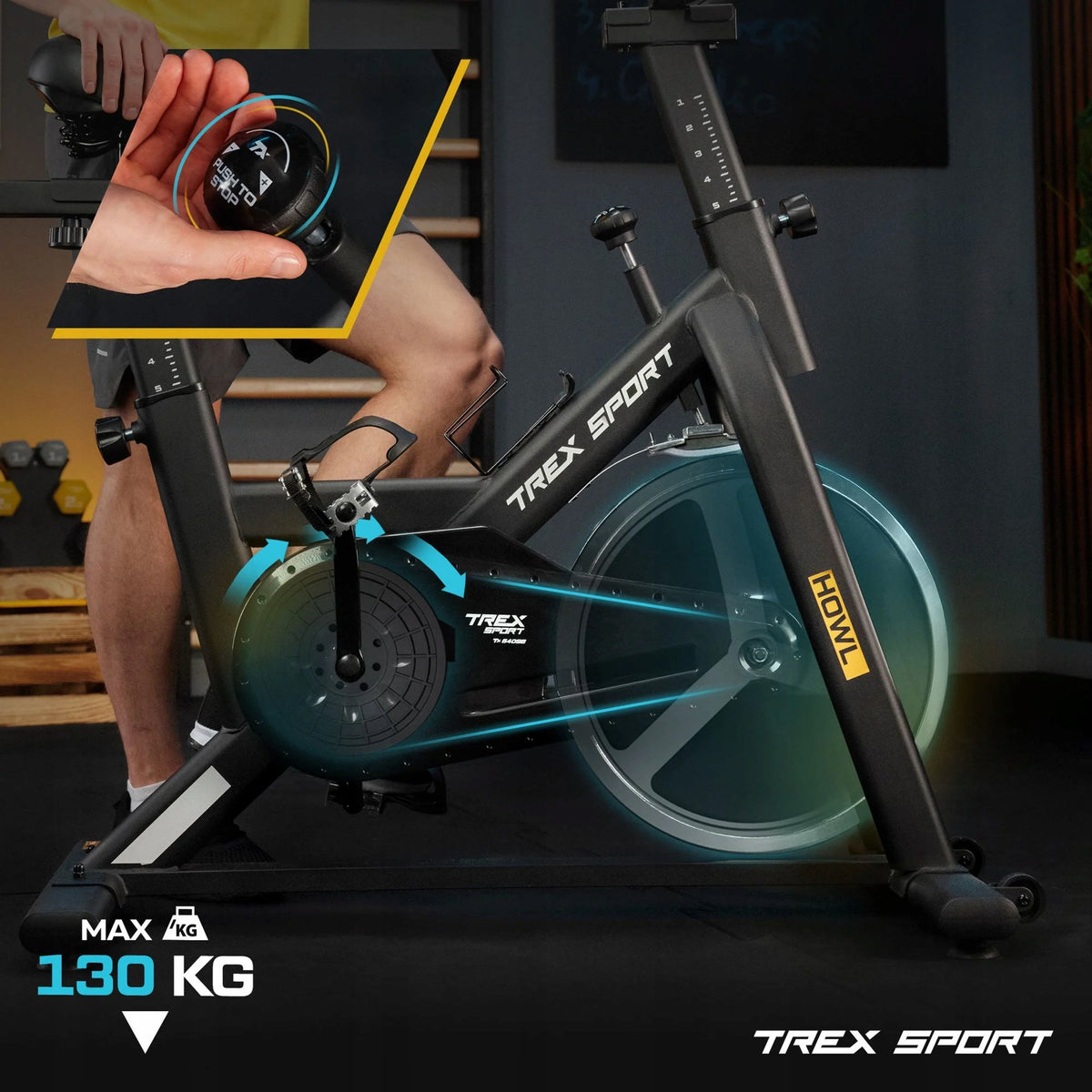 Spinning bike stationary exercise bike adjustable Howl Trex Sport Brand Trex Sport