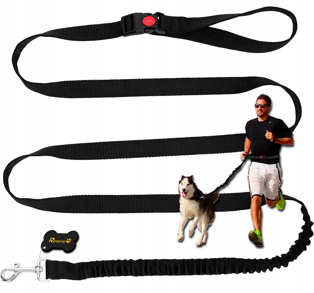 Sports LEASH FOR DOGS, ADJUSTABLE SHOCK ABSORBER, 3m