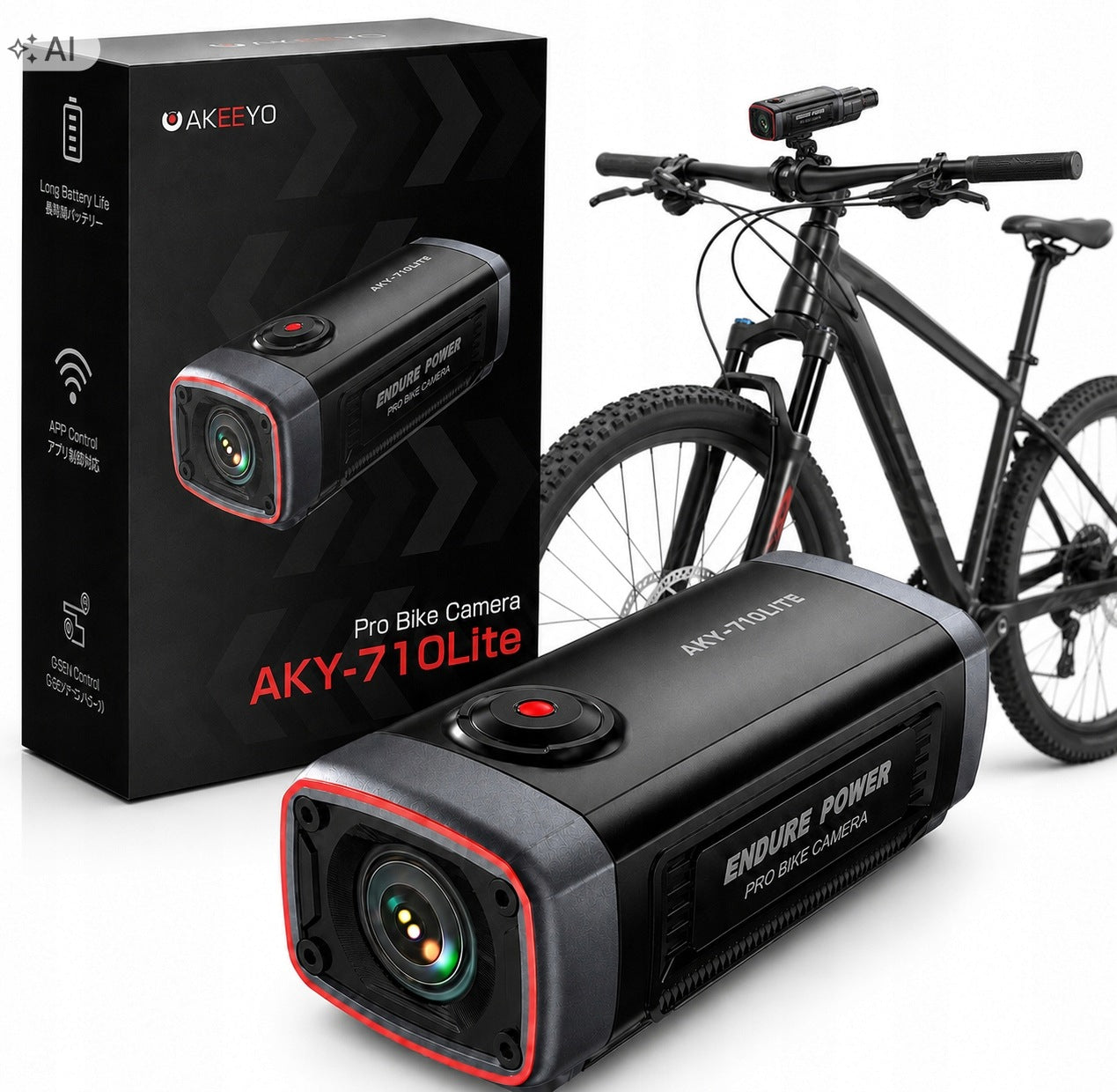 Sports camera AKEEYO 710 Lite 1080P video recorder bike black IP66