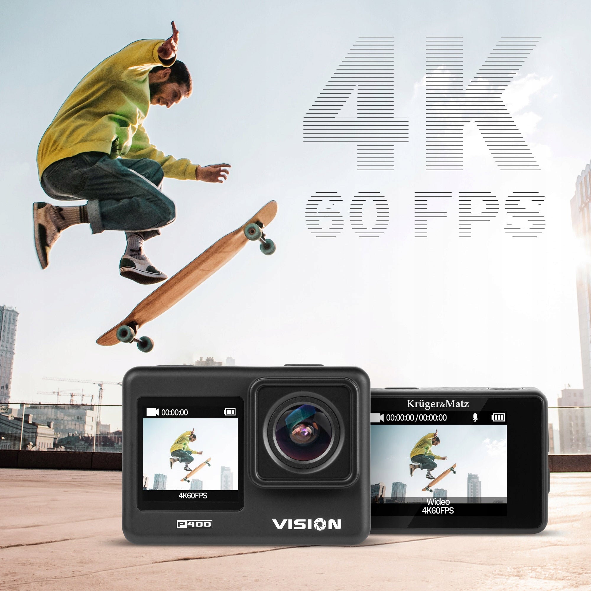 Sports camera Kruger&Matz Vision P400 4K 60FPS WiFi remote control accessories Brand Kruger&Matz