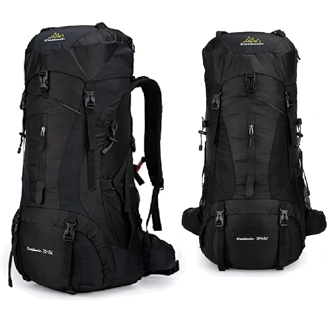 Sports camping hiking backpack large trekking 70l BLACK (I008)