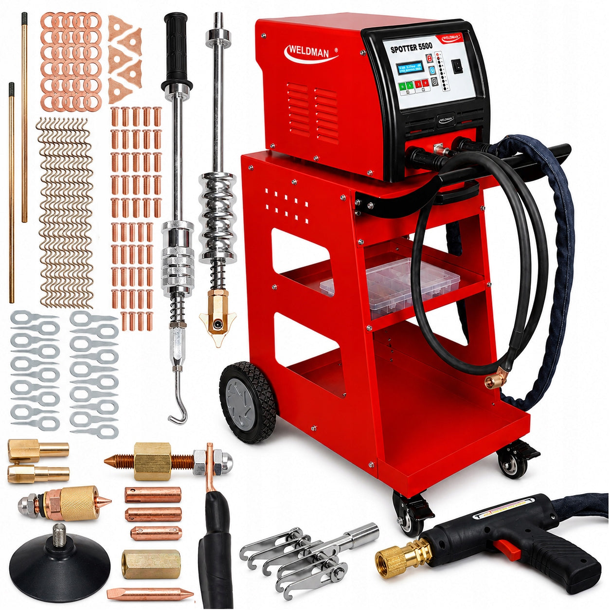 Spotter Blacharski WELDMAN 5500 Welding machine 400V TROLLEY Pulling Sheet metal