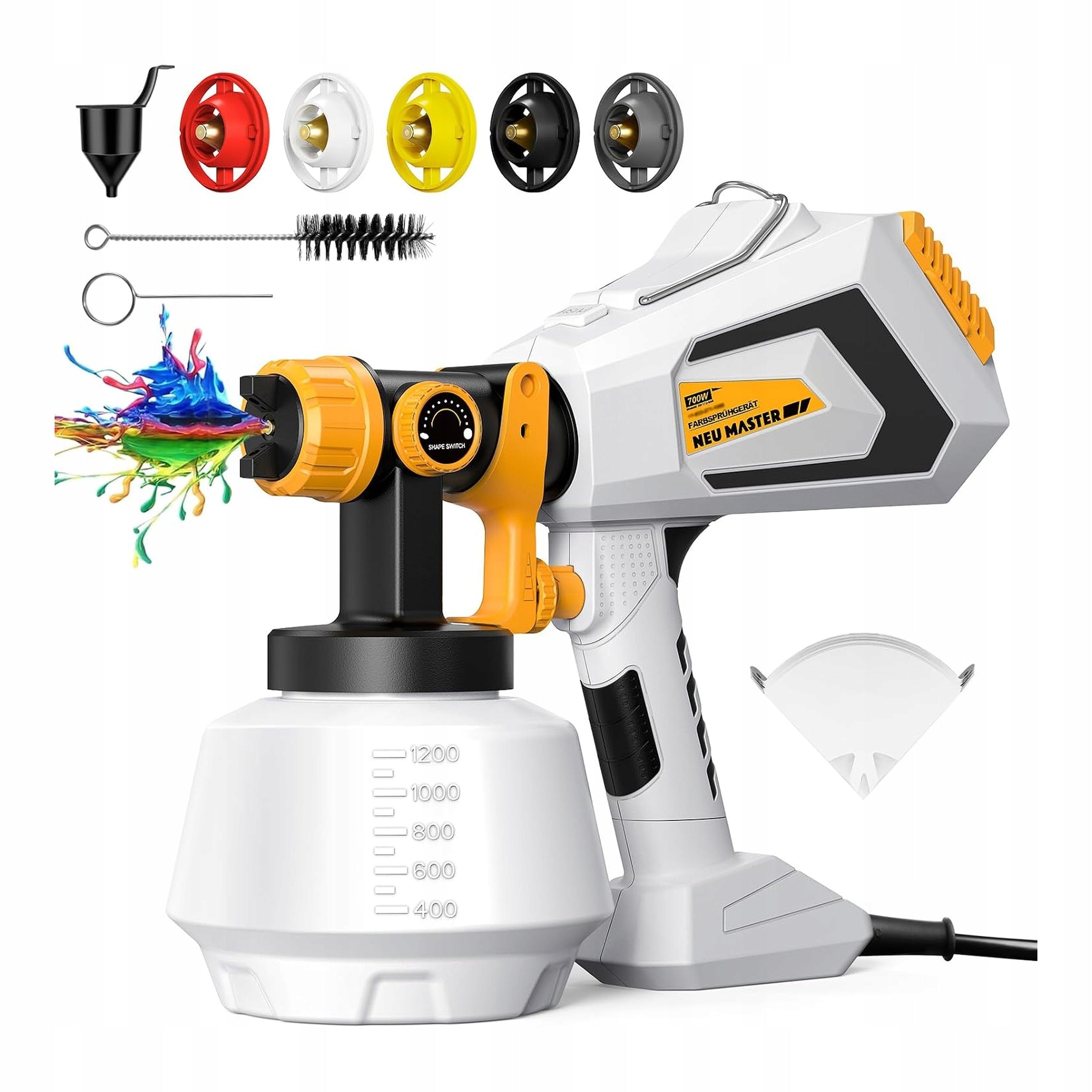 Spray Paint Gun HVLP 700W Wall Paint 5 Copper Nozzles