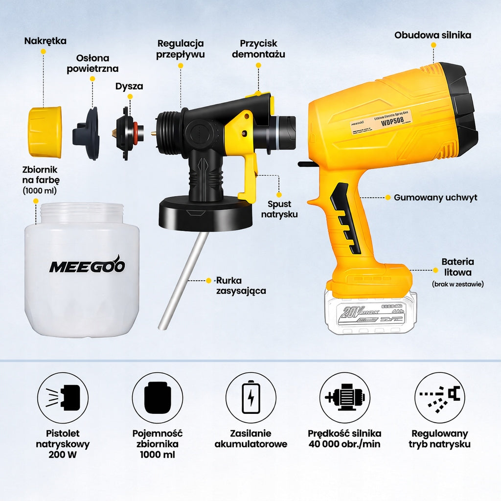 Spray gun with adjustable paint flow 1000ml MEEGOO under AkuMakita Brand no brand
