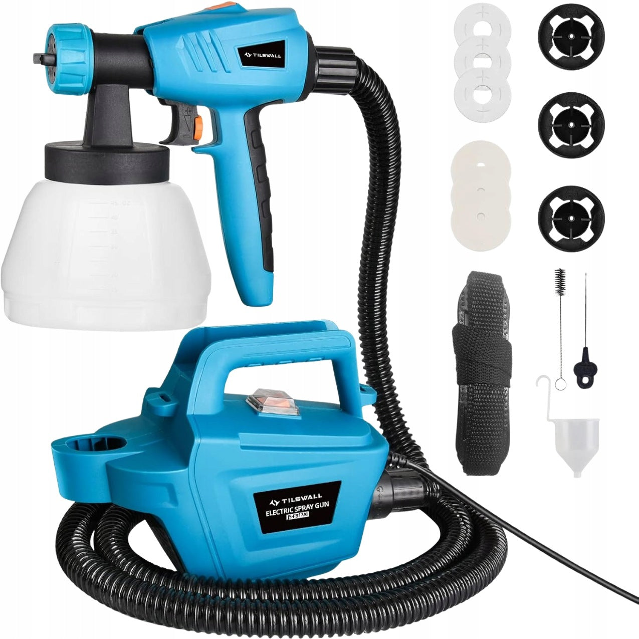 Spraying system Tilswall 800W gun 1300ml with 3 nozzles HVLP blue Manufacturer code Tilswall