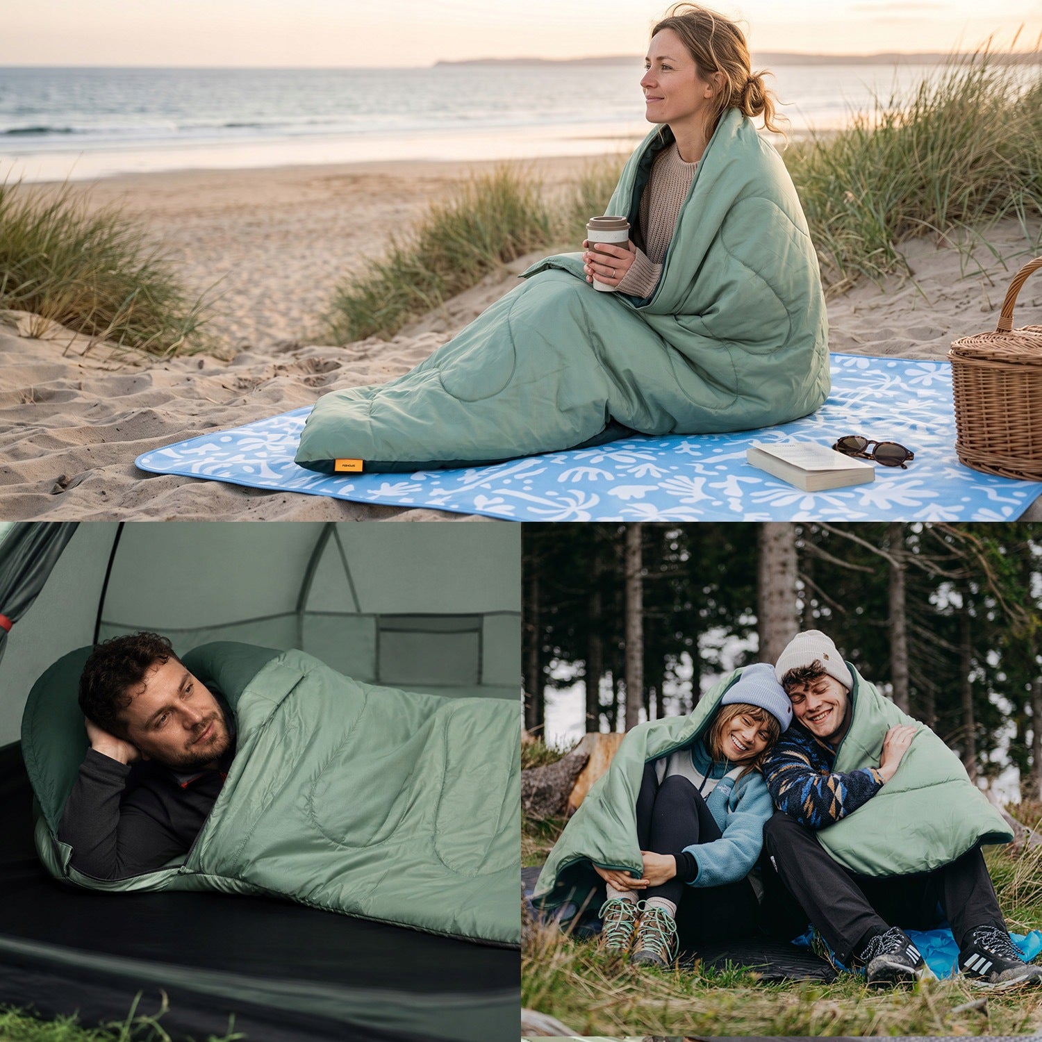 Spring-summer hiking sleeping bag with hood light 210 cm Spokey COZY PLUS Packaging status original