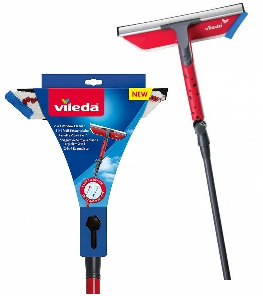 Squeegee with telescopic pole window washer Vileda 2in1 WindowCleaner