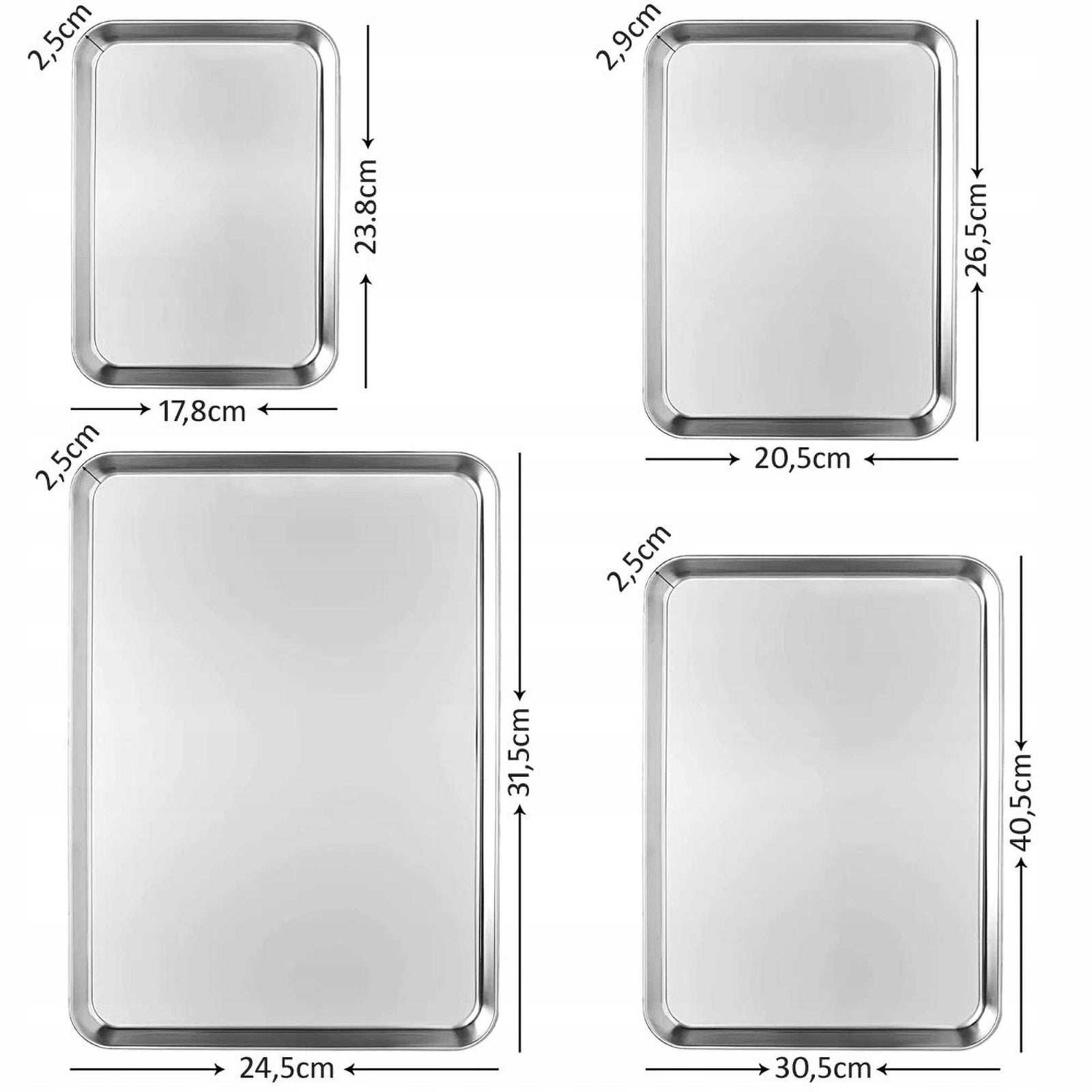 Stainless Steel Baking Sheet Set of 4 Brand no brand