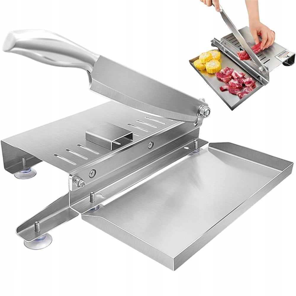 Stainless Steel Bone Slicer Manual Meat Slicer With Tray