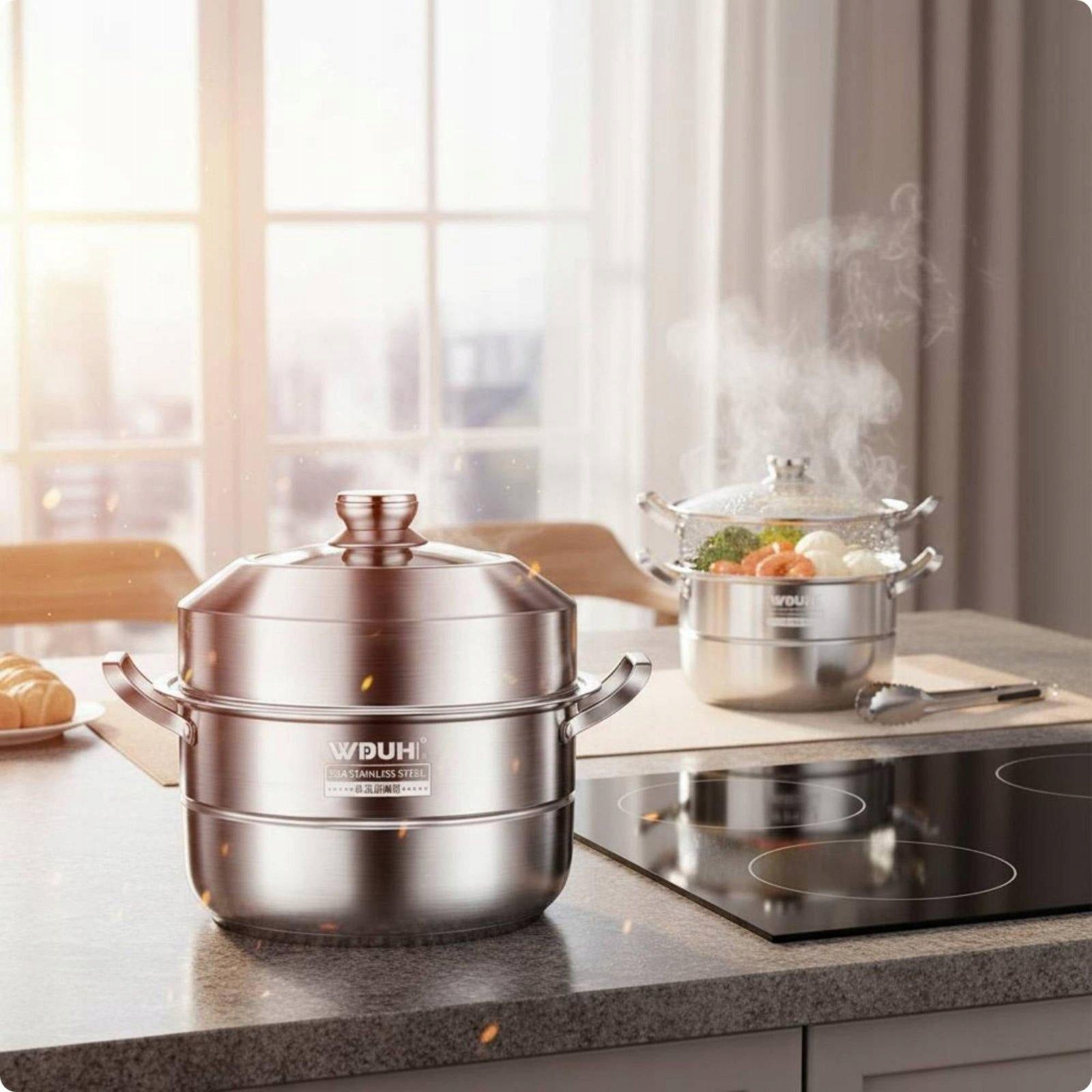 Stainless Steel Cooking Steamer Multi Tier 304 Grade 30CM Thickened 2-layer Packaging status original