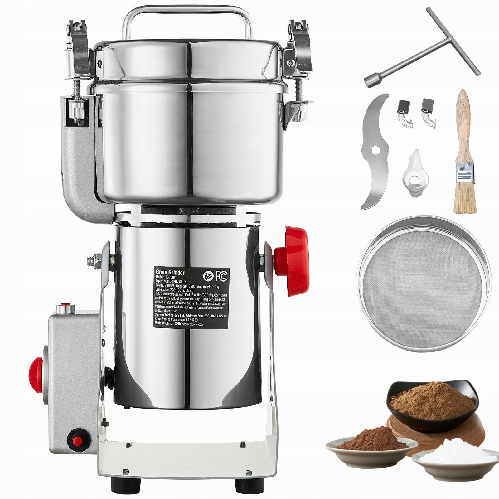 Stainless Steel Electric Grain Grinder 2000W 28000 RPM Brand SucceBuy
