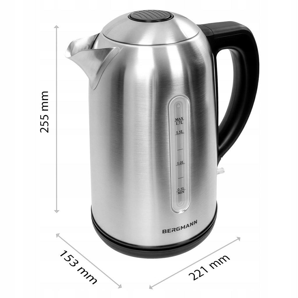 Stainless Steel Electric Kettle BERGMANN 1,7L 2200W Silver Manufacturer code MTP008055
