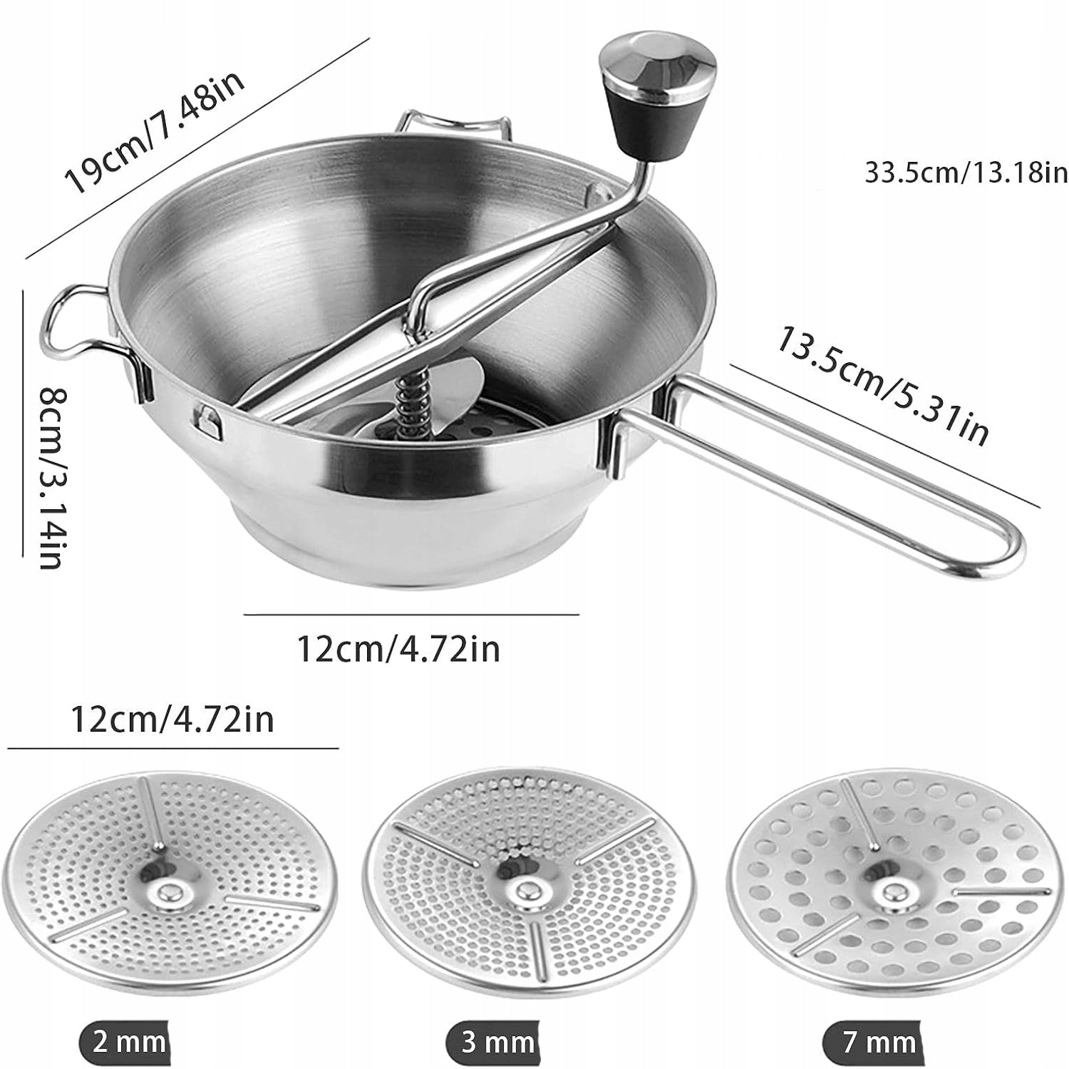 Stainless Steel Food Grinder, Food Grinder with 3 Discs Manufacturer code Młynek Ręczny