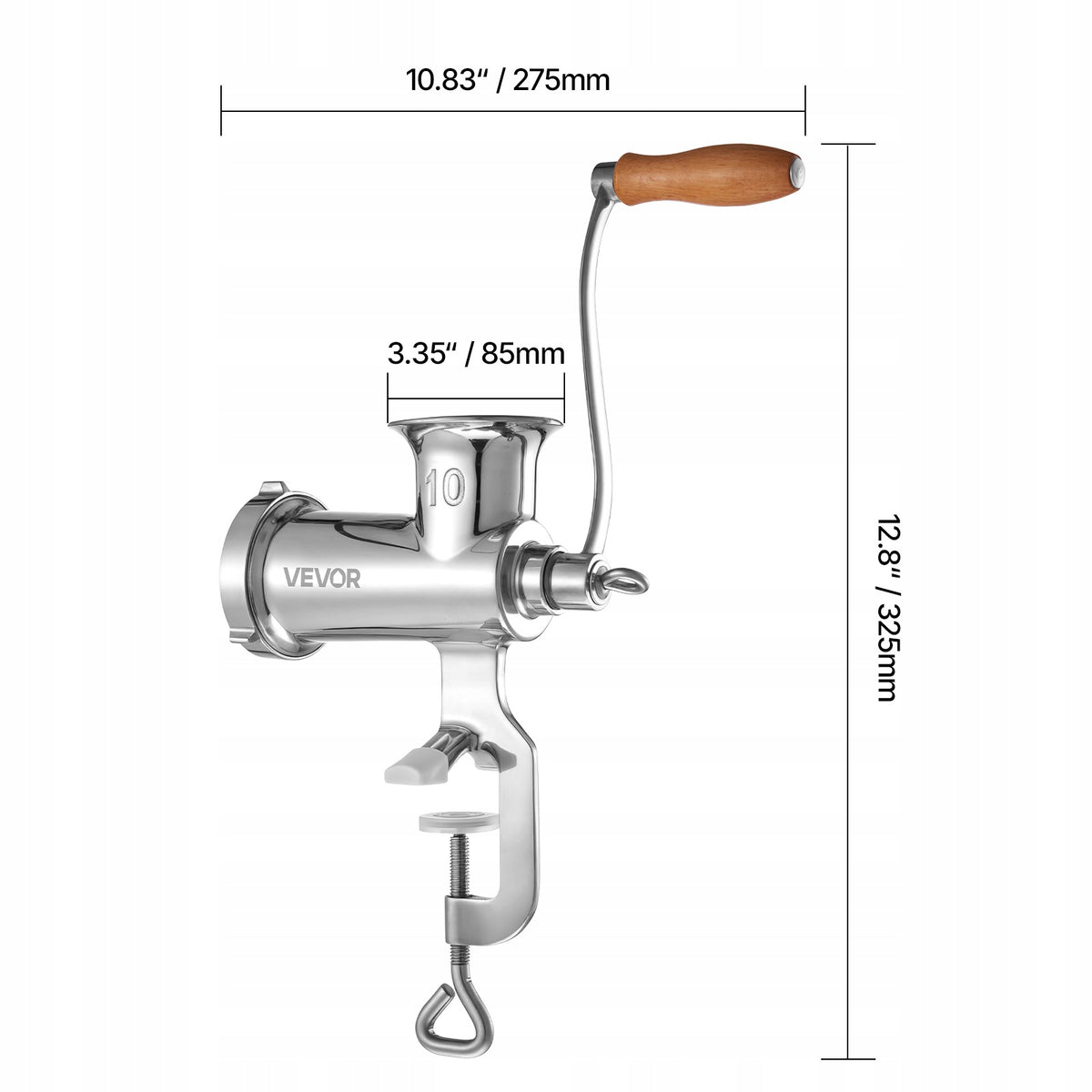 Stainless Steel Handheld Meat Machine Model No. 10 With 2 Grinding Plates Manufacturer code SYZJSJRJB80CMAC3RV0