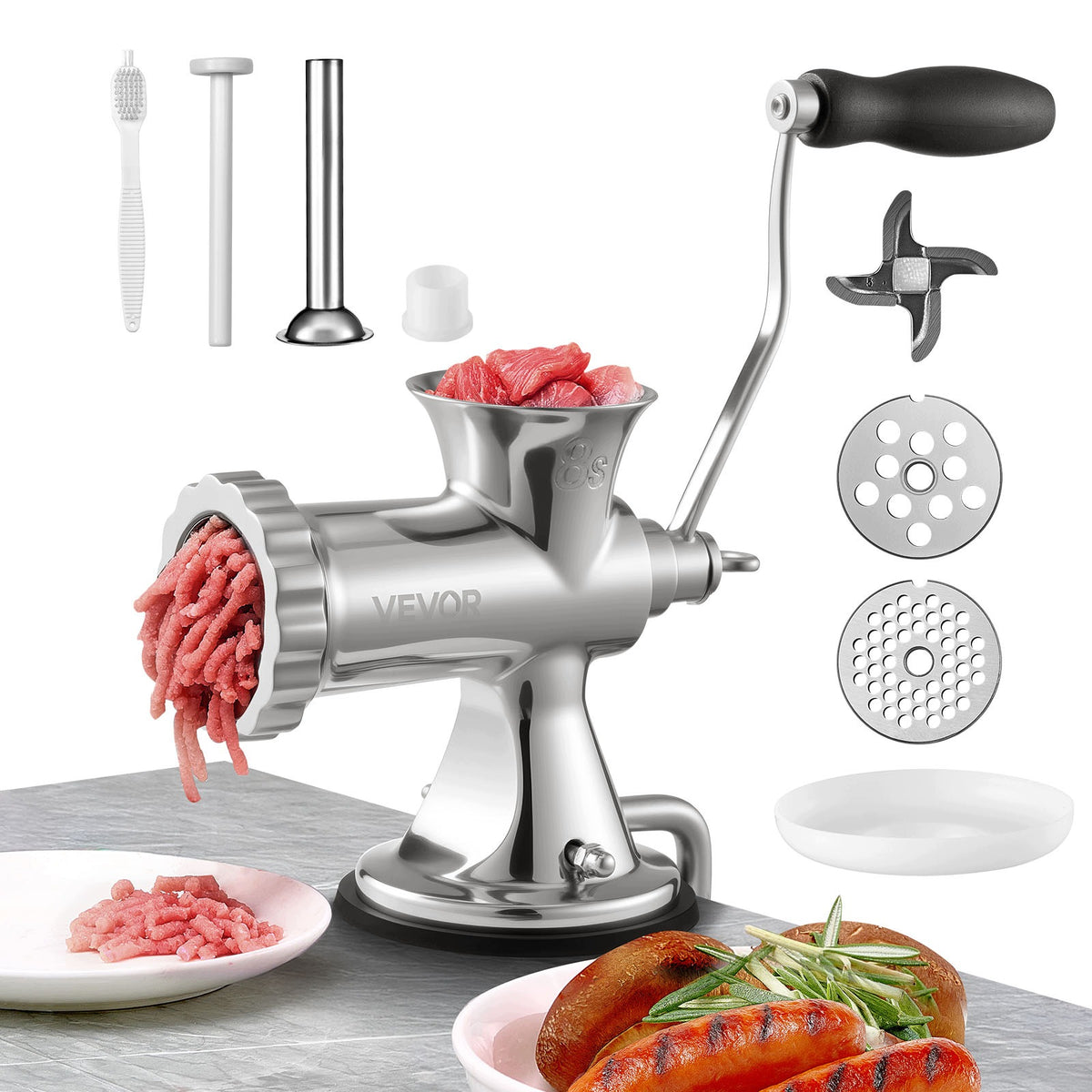 Stainless Steel Handheld Meat Machine Model No. 8 Silver For Home