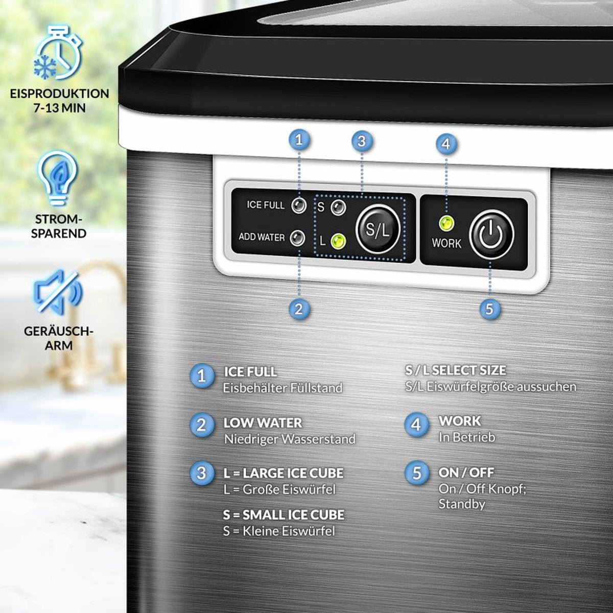 Stainless Steel Ice Maker 2,2L Manufacturer code TVEWM04