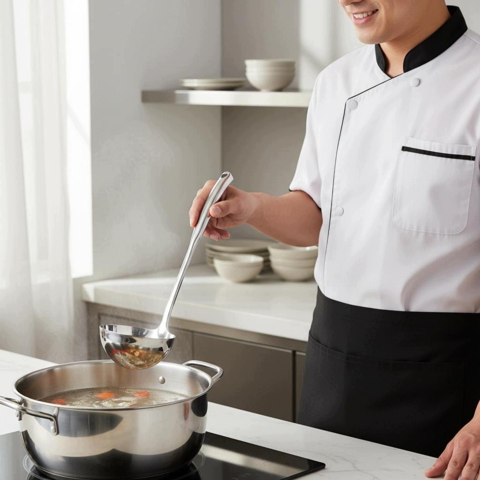 Stainless Steel Ladle Deep Bowl Ladle Single Piece Construction Soup Spoon Brand no brand