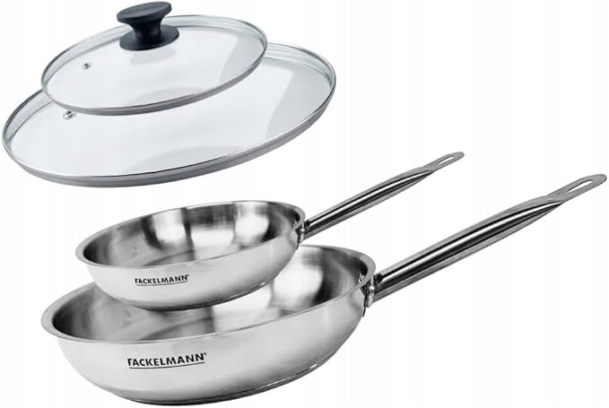 Stainless Steel Pan Set of 20 and 28cm With Lids Riveted Handle