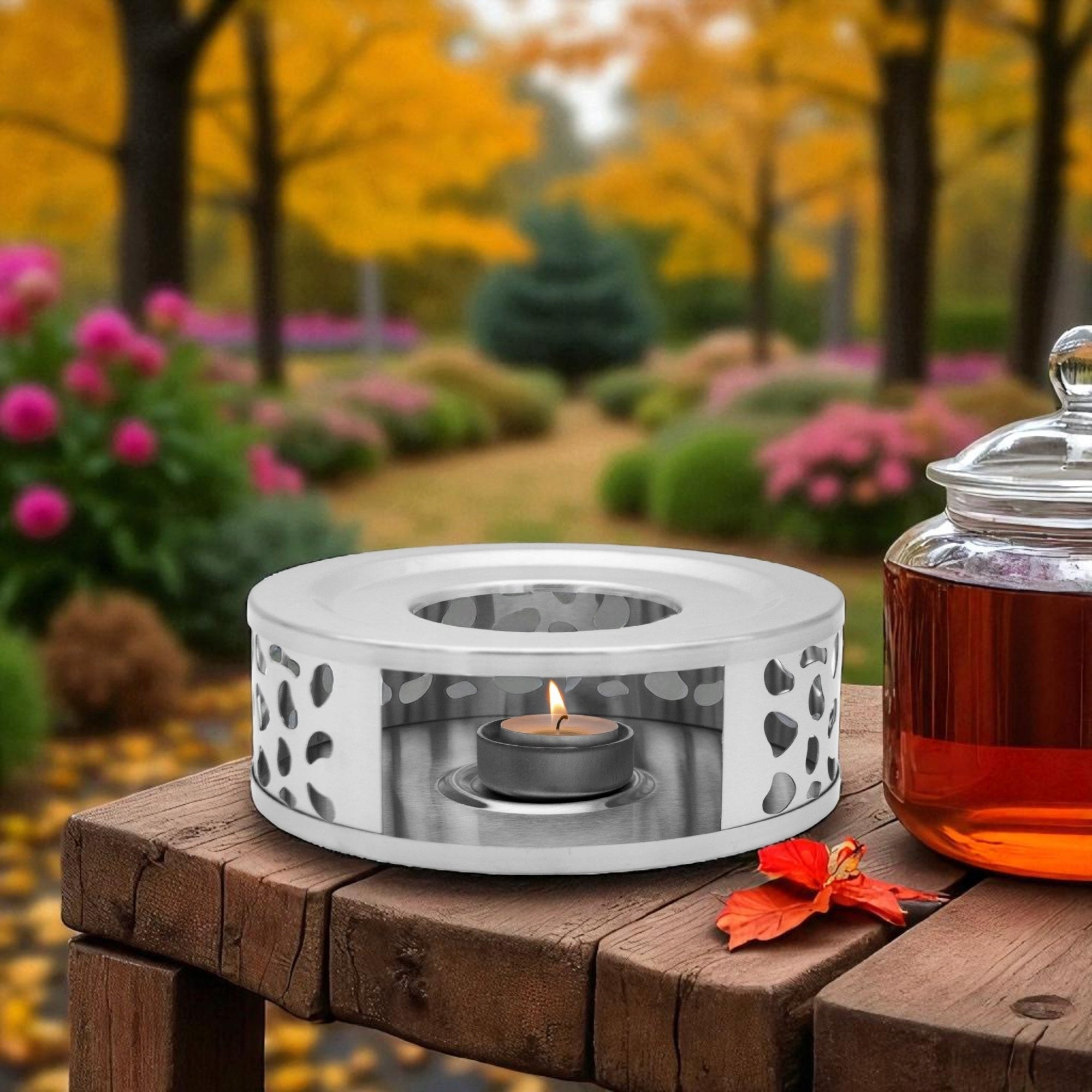Stainless Steel Round CANDLE WARMER 15cm SILVER Steel Under Jug Brand Meyerhoff