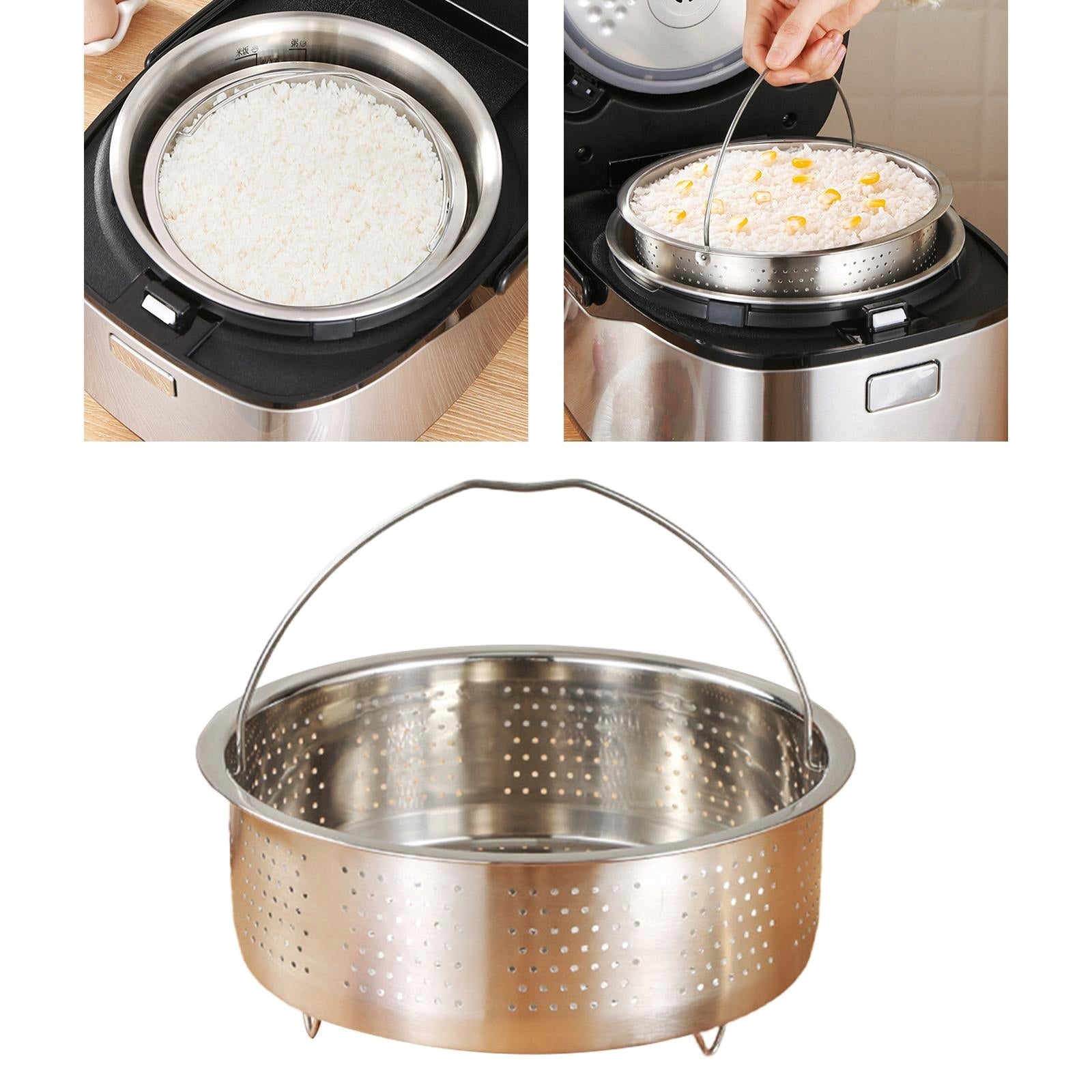 Stainless Steel Steamer Basket Solid Construction Vegetable 22x9.5cm Brand Perfeclan