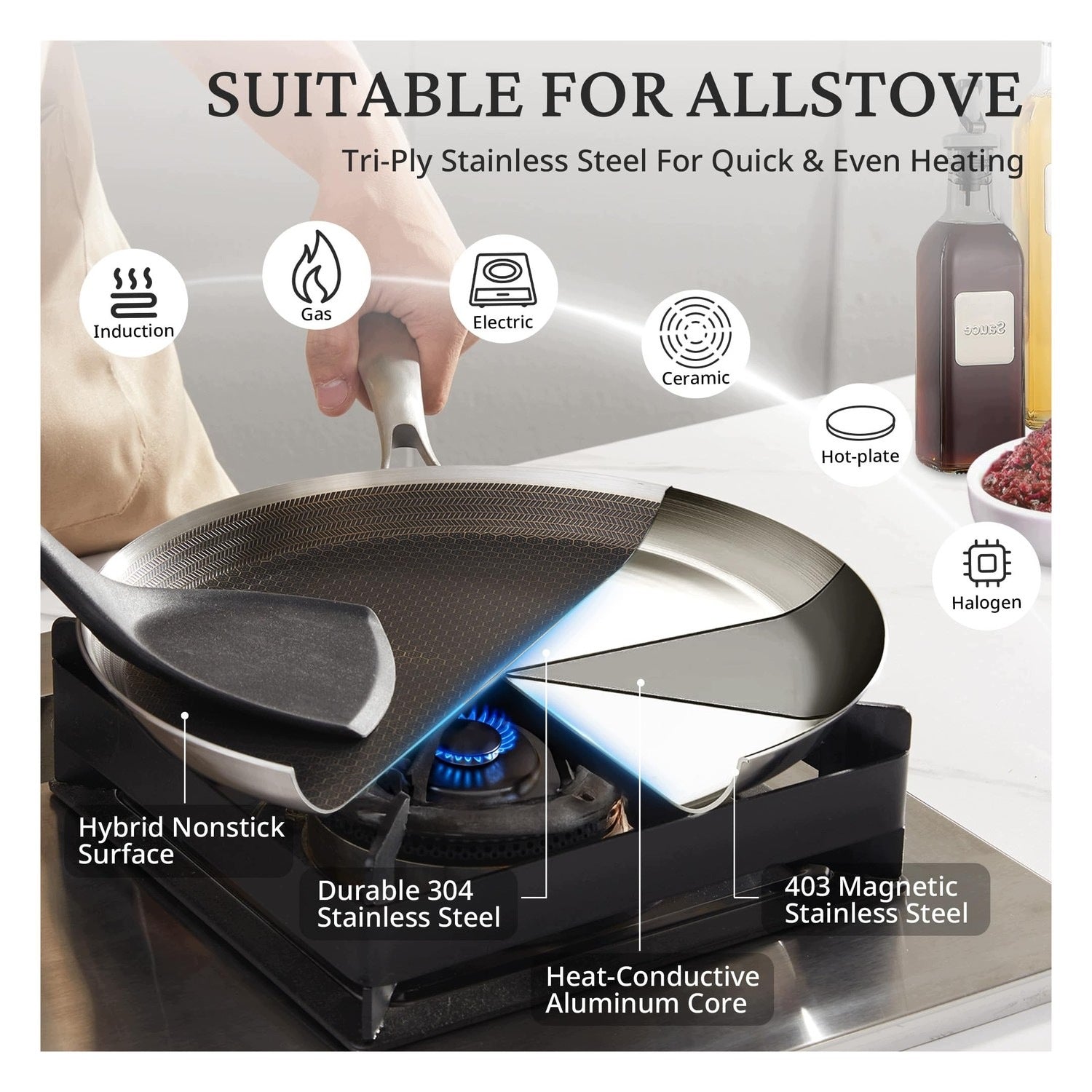 Stainless steel crepe pan - 28 cm - non-stick - induction Brand no brand
