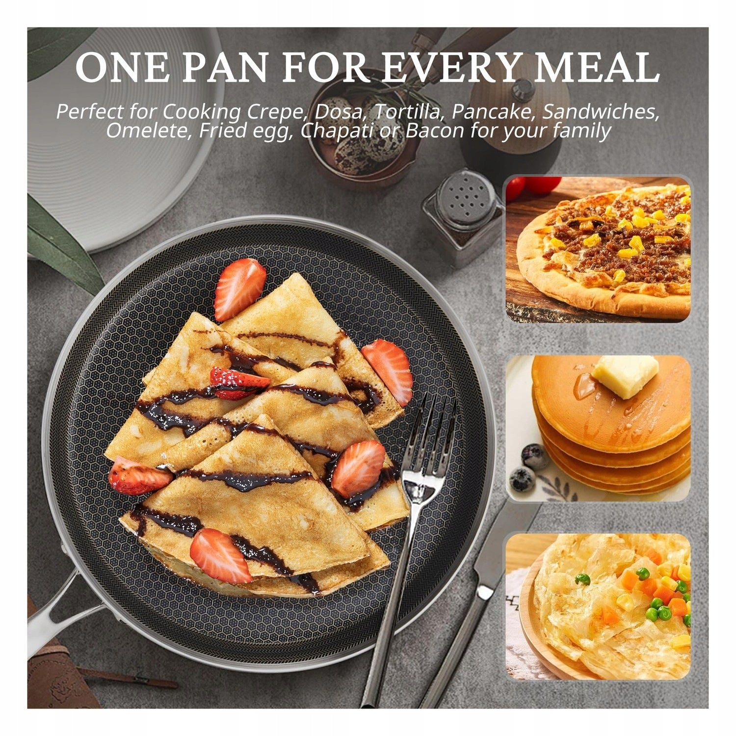 Stainless steel crepe pan - 28 cm - non-stick - induction Model Roestvrijstalen Crepe Pan 28cm - Non-Stick Gecoat