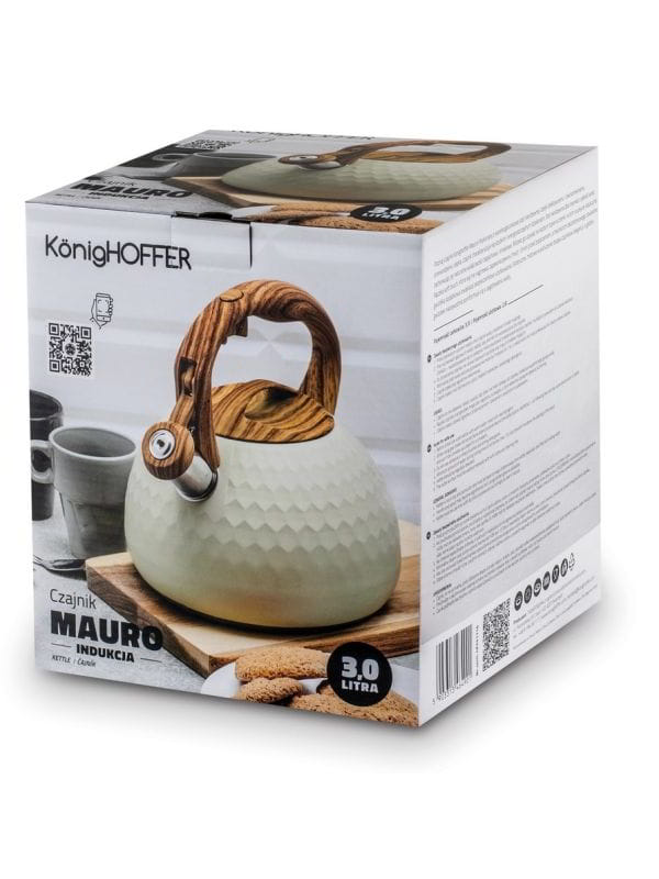 Stainless steel kettle (3 L) cream Mauro Konighoffer Brand Konighoffer