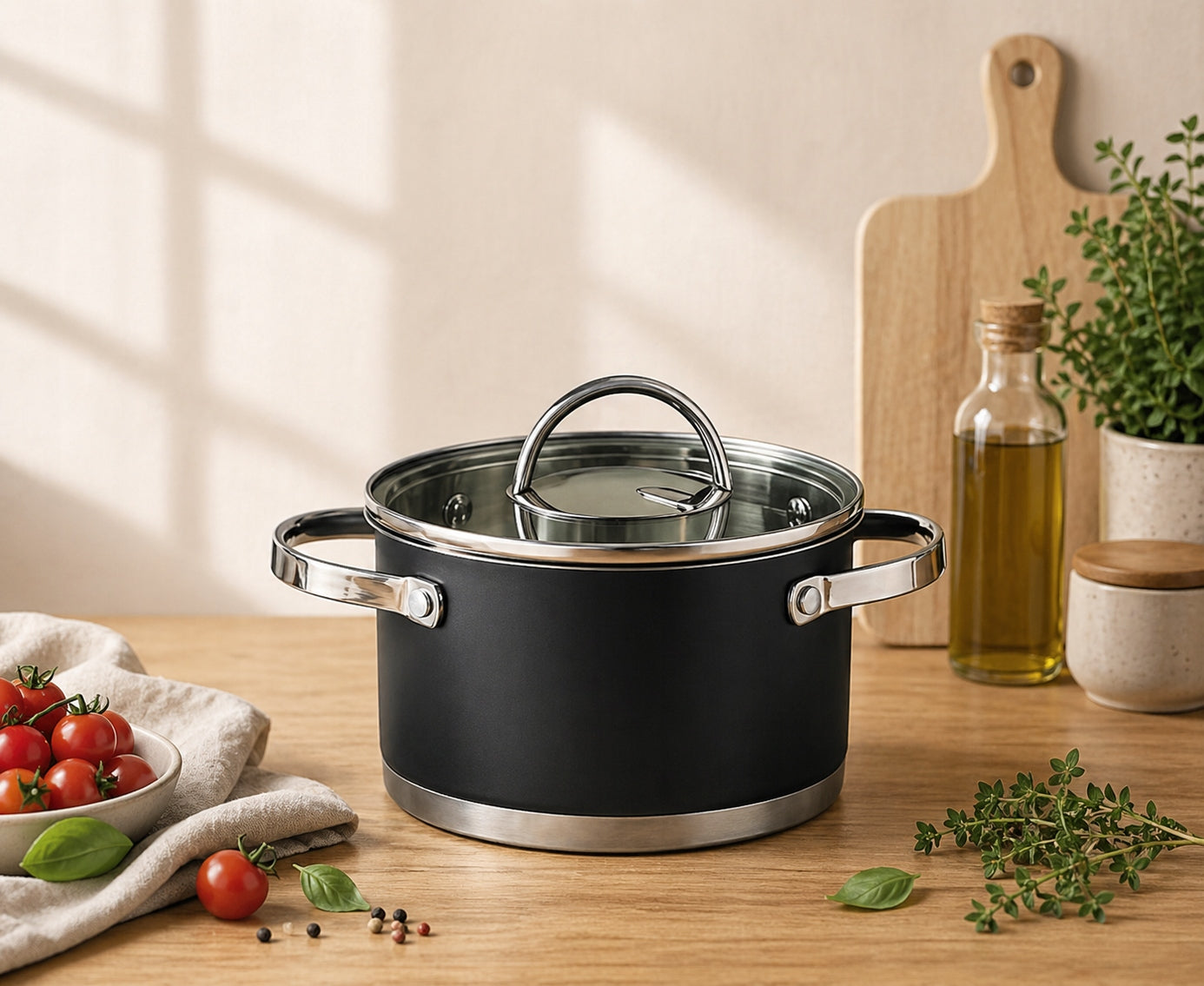Stainless steel pot 2L 18 cm with lid induction Manufacturer code 639563457657898