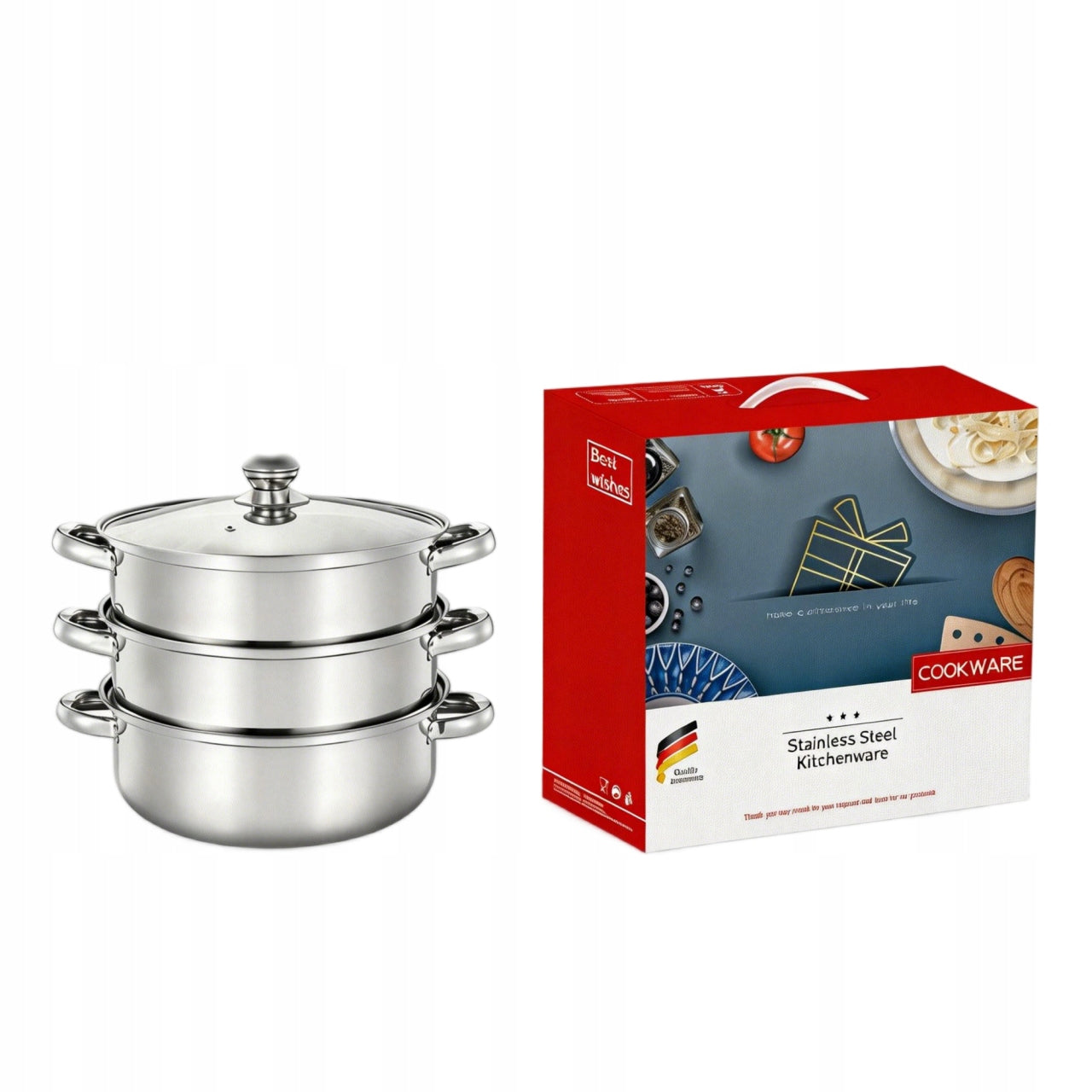 Stainless steel steaming pot set of 4el. Ø19cm