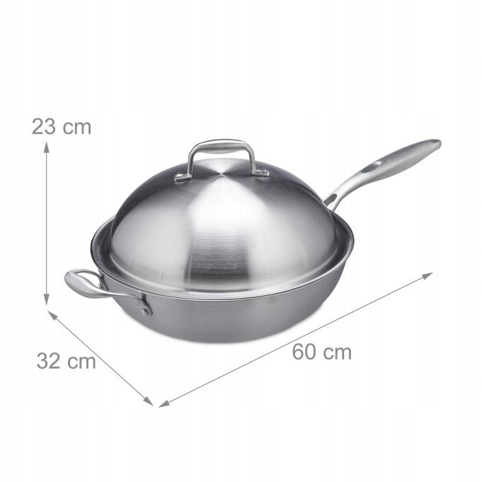 Stainless steel wok with lid 32 cm Manufacturer code 10038407