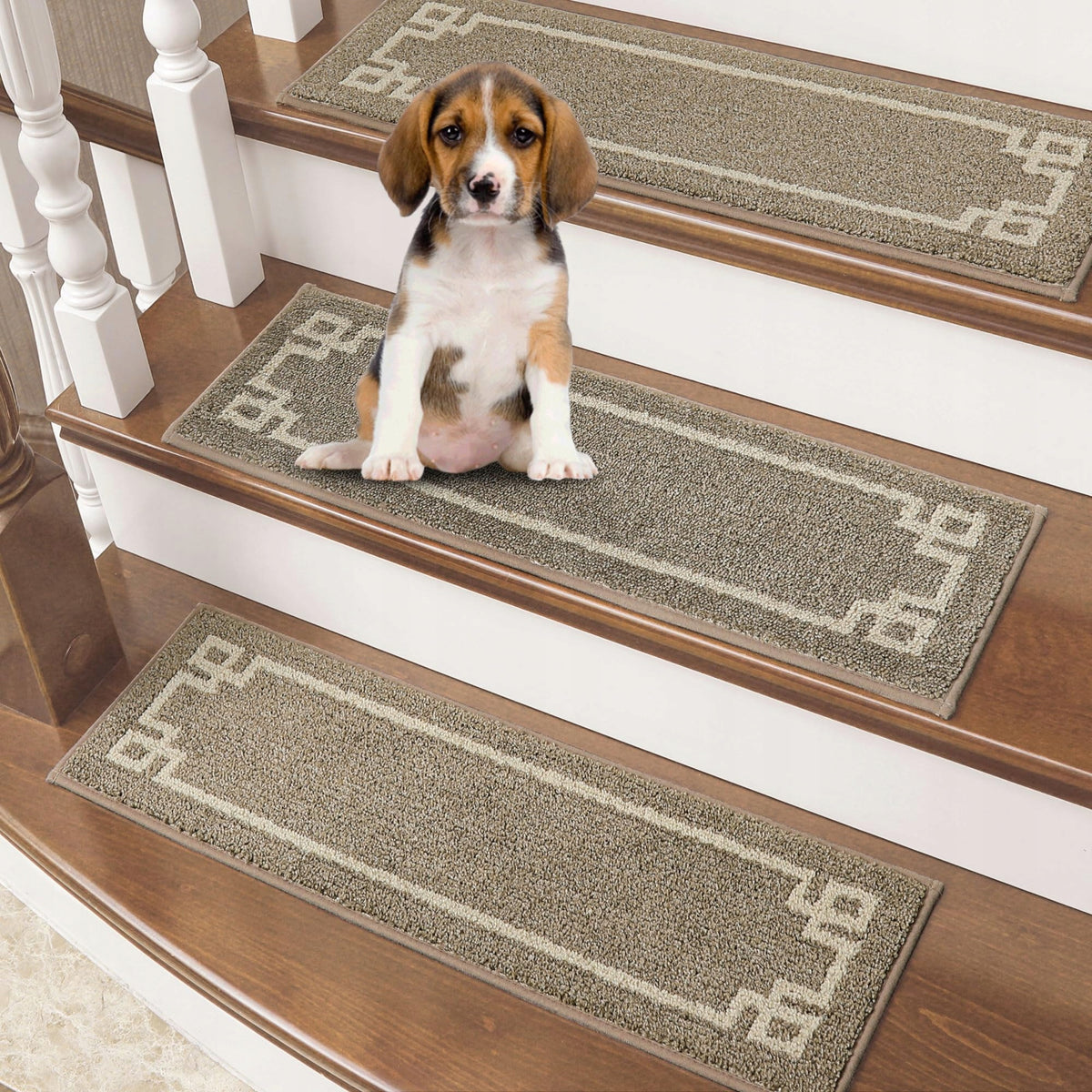 Stair Mats 4 Pcs Self-Adhesive Non-Slip Beige 22x70 cm BEQHAUSE