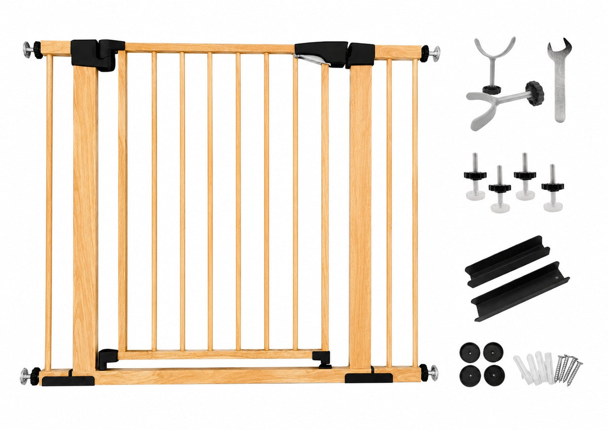 Stair gate 75 to 82 cm light expansion wood without drilling children Manufacturer code ZHO-82-011-P