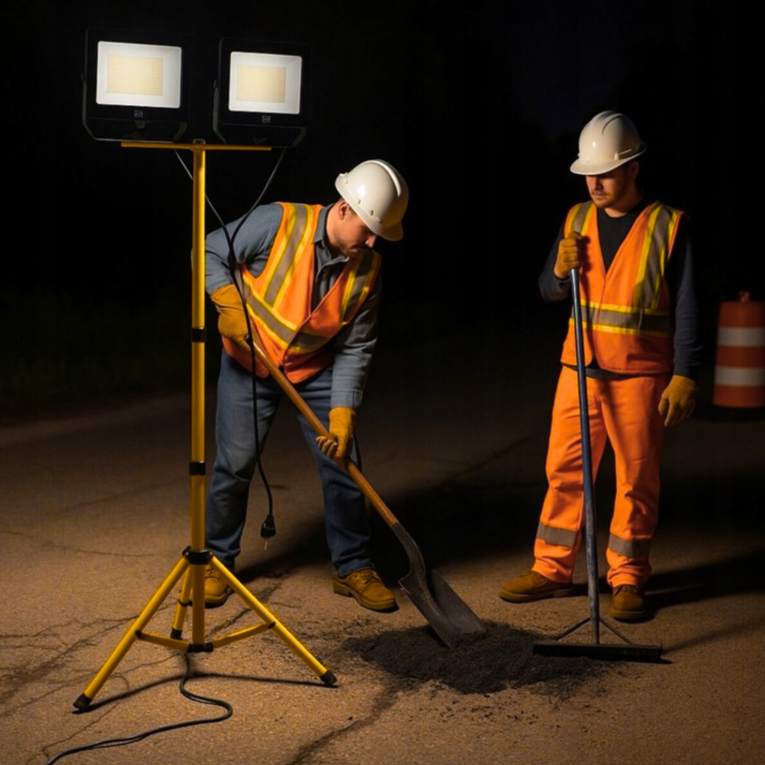 Stand Tripod 200W LED Floodlight Work Lamp Halogen Construction 2x 100W Light color cold white
