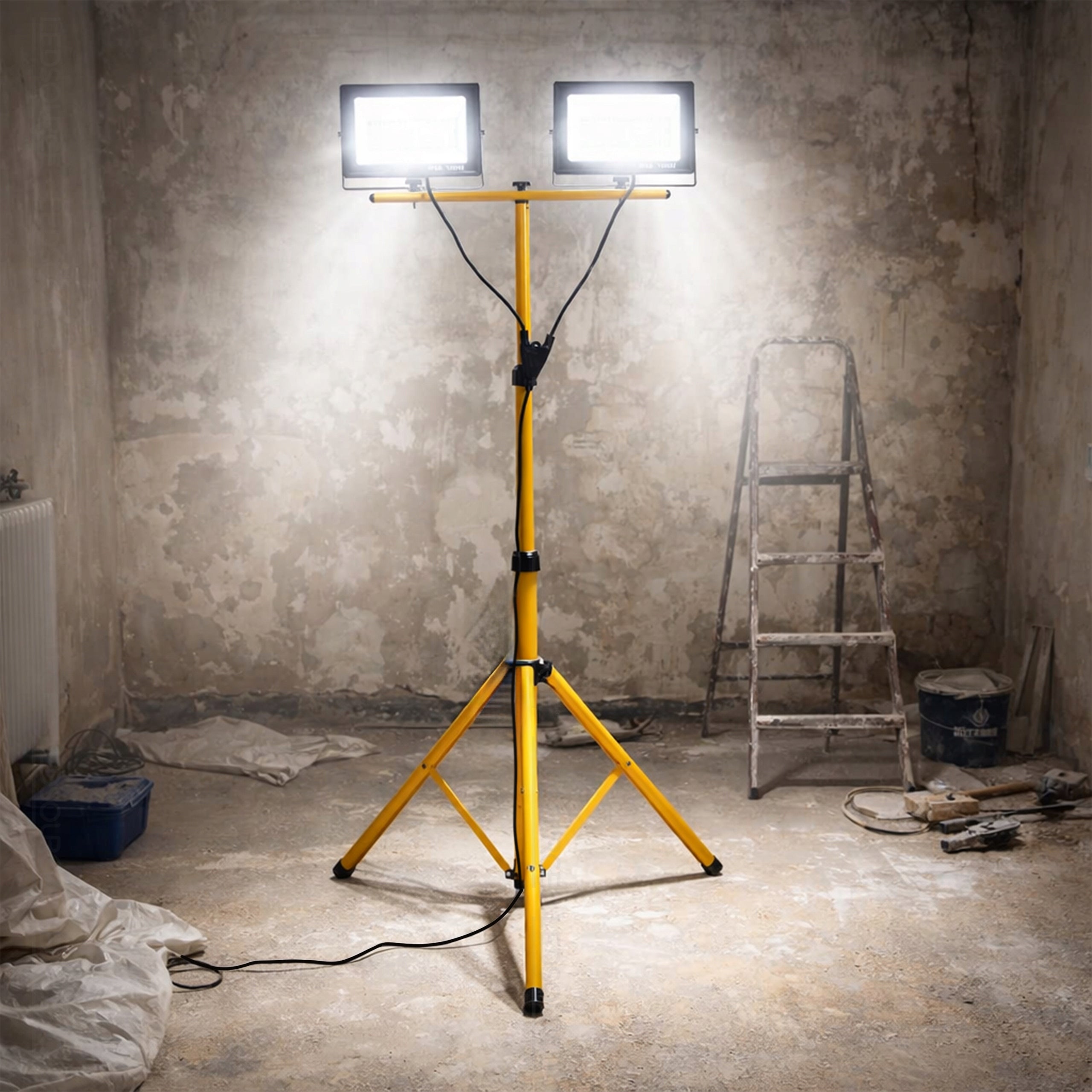 Stand Tripod 200W LED Floodlight Work Lamp Halogen Construction 2x 100W Packaging status original