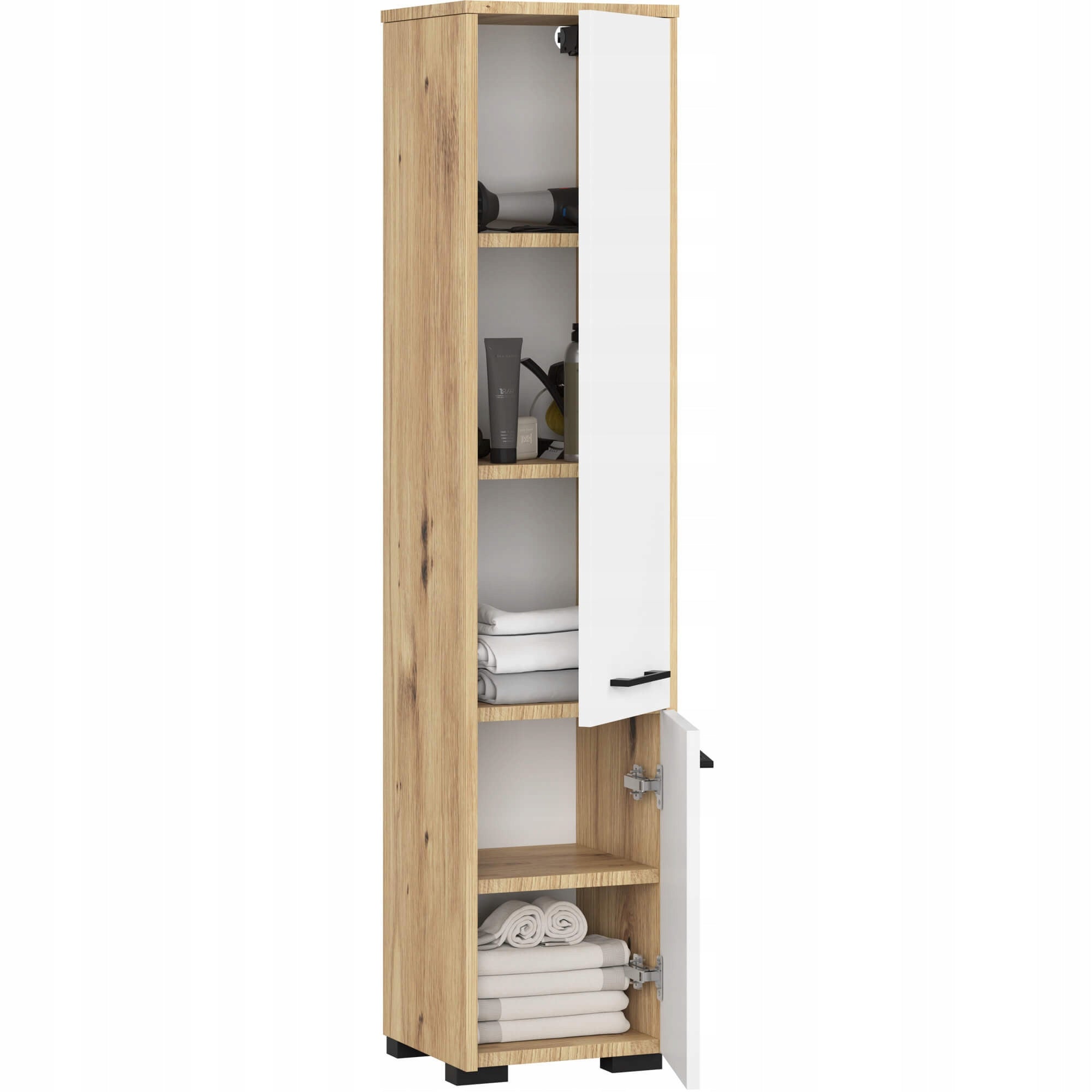 Standing Bathroom Cabinet 140 cm Bathroom Post Bookcase Oak Artisan White Manufacturer code OP0LLAZARTBIA003