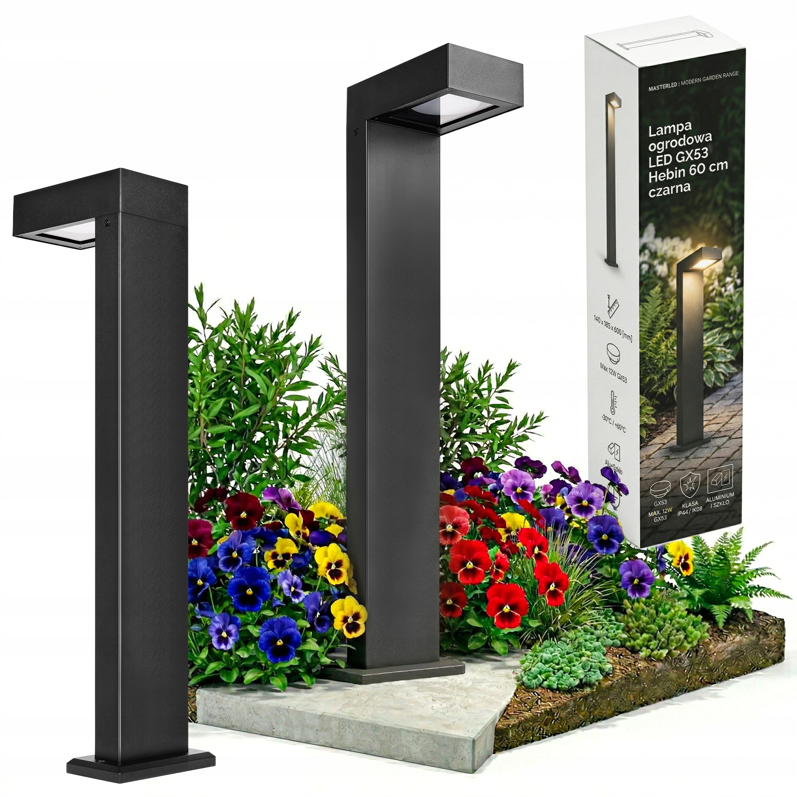 Standing Lamp Garden POST 60cm Outdoor GX53 LED Black